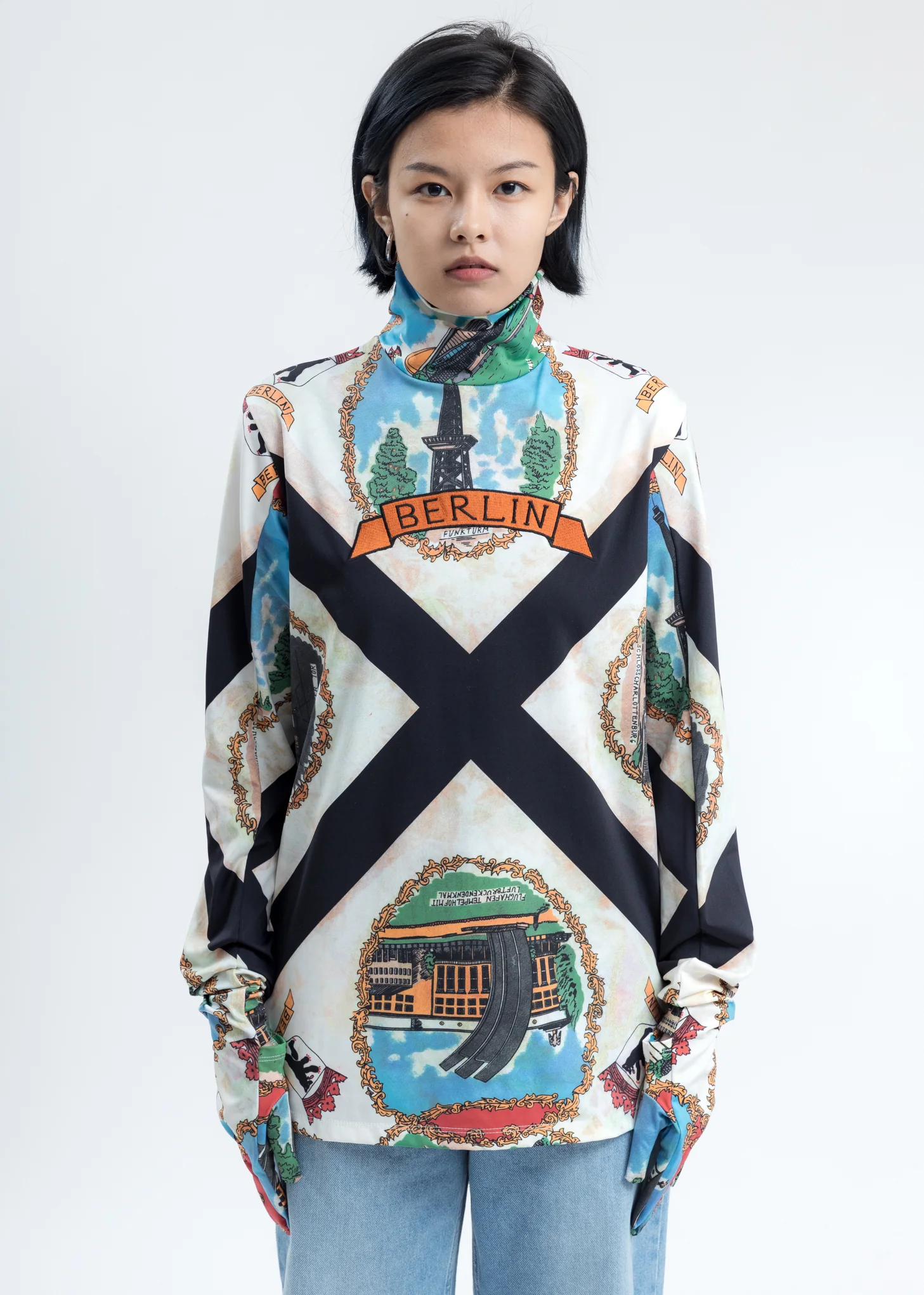 Berlin Scarf Printed Long Sleeve Shirt