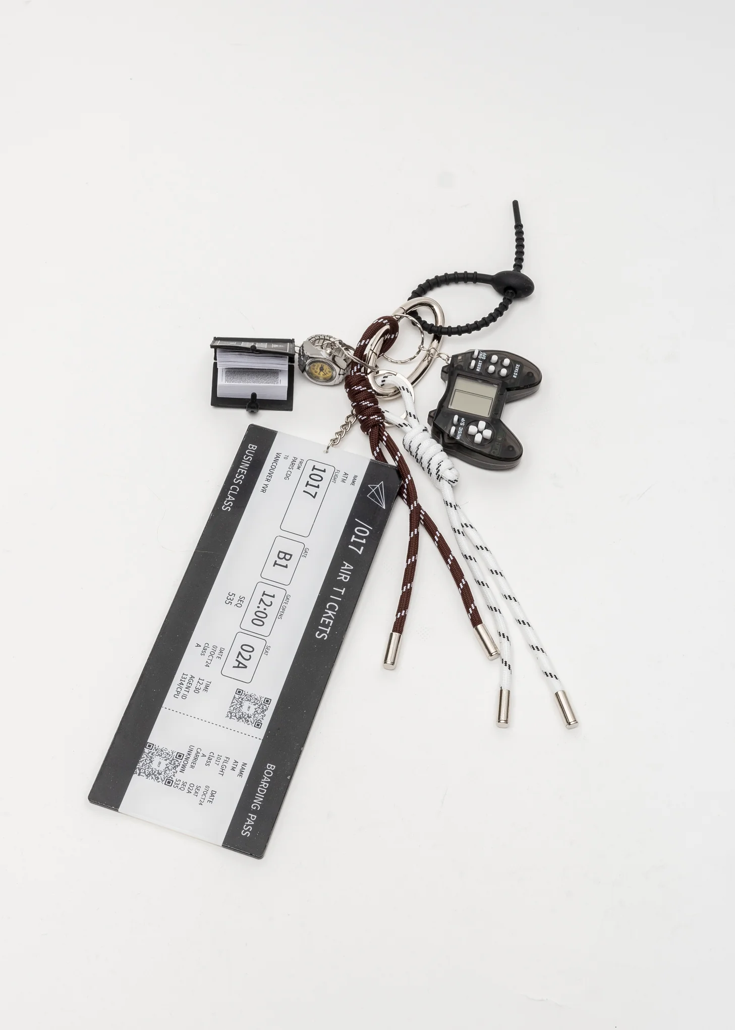 Black 017 Boarding Pass Keyring With Gameboy And Bible