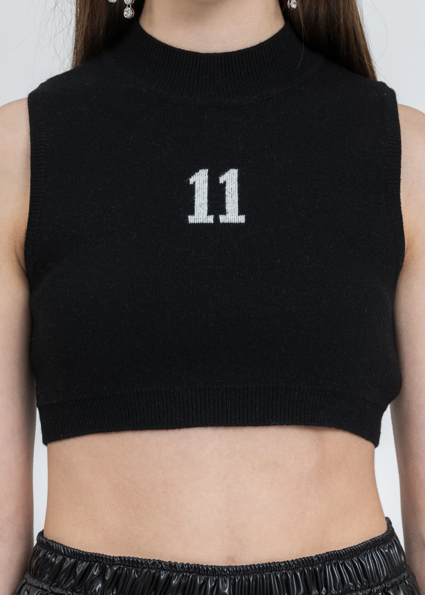 Black 11 Jacquard Crop Knit Top - Image 4
