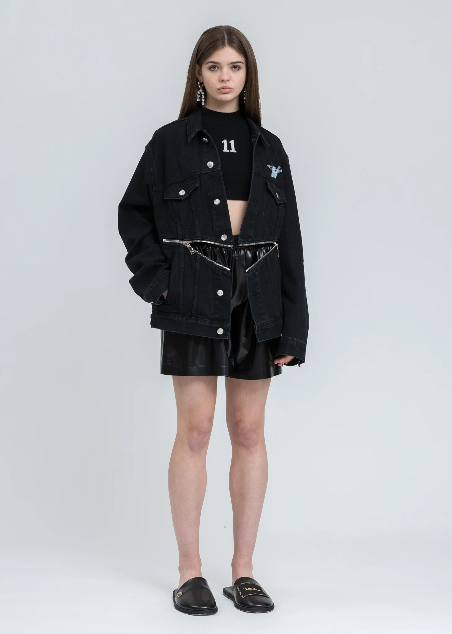Black 11 Jacquard Crop Knit Top - Image 8