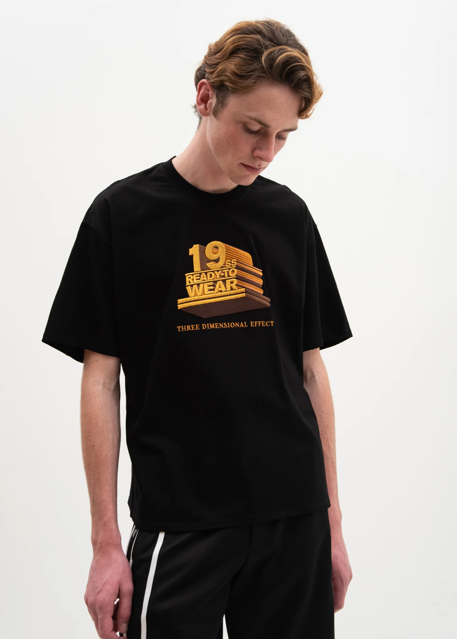 Black “19SS” 3D Embroidery T-Shirt
