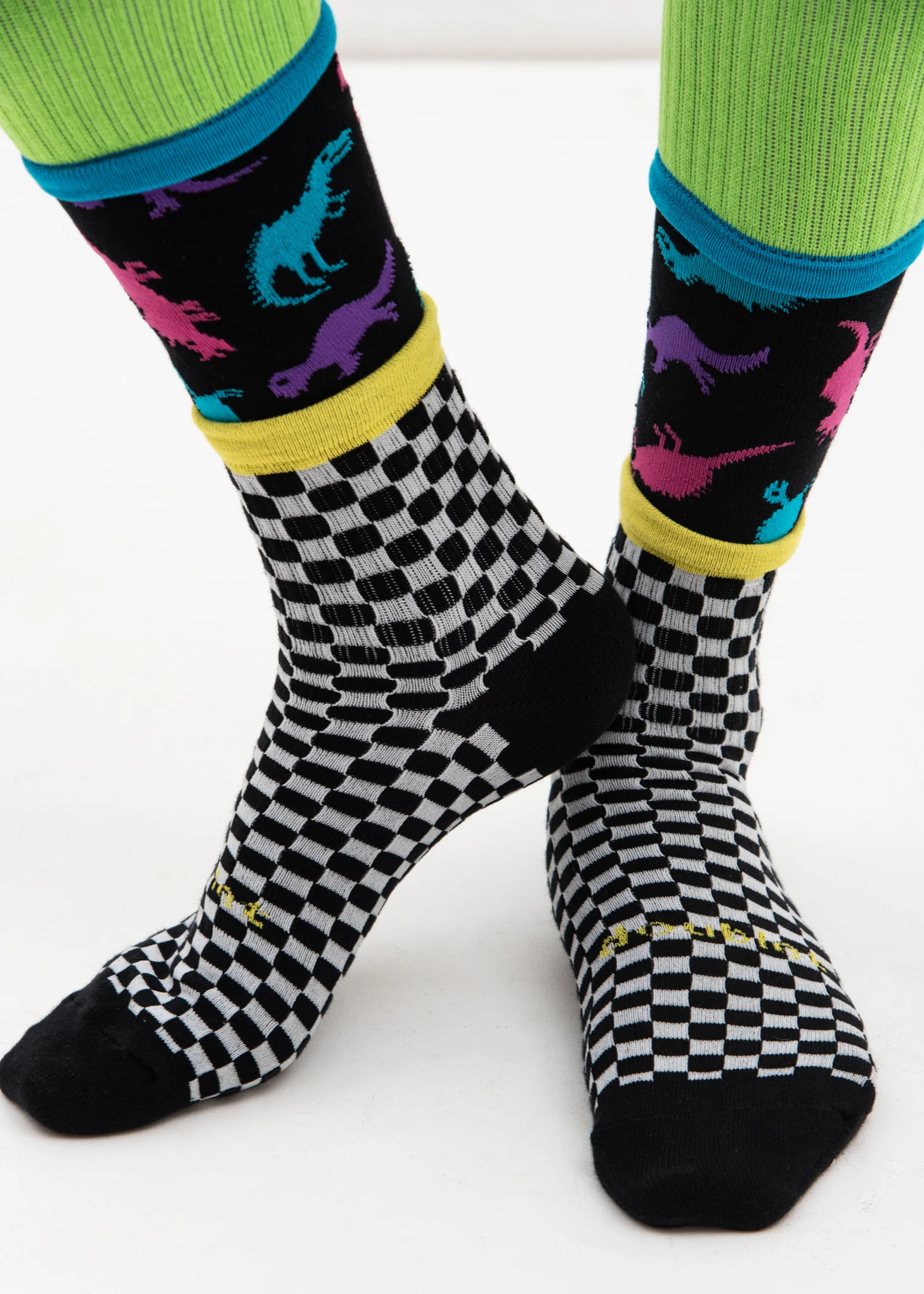 Black 3 Layered Checker Flag Socks - Image 2
