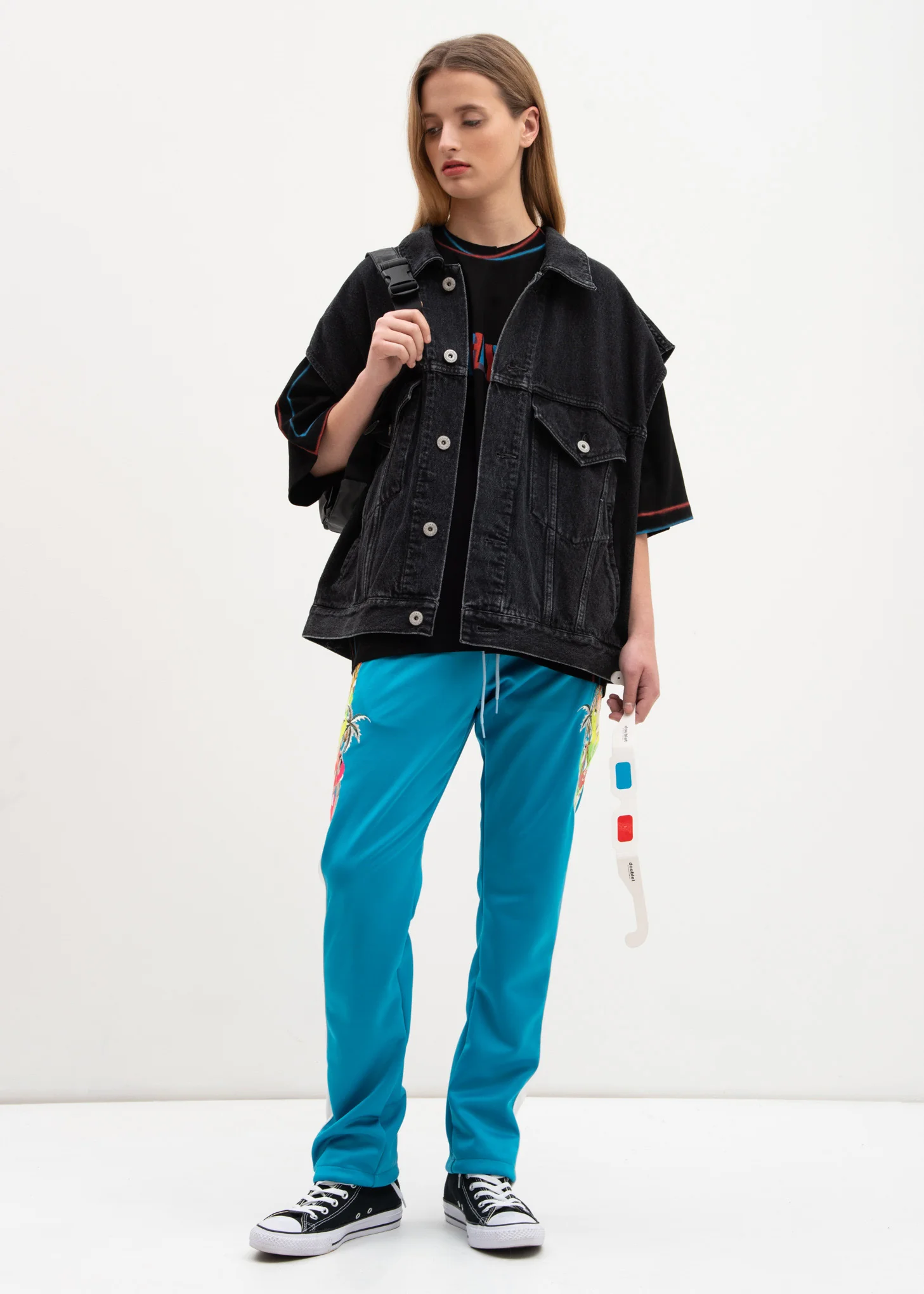 Black 3D Tiger Silk Denim Vest - Image 6