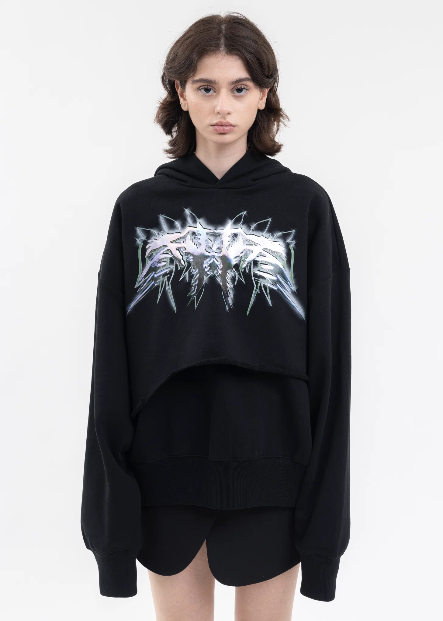 BLACK 3D WESTERN PRINT HOODIE