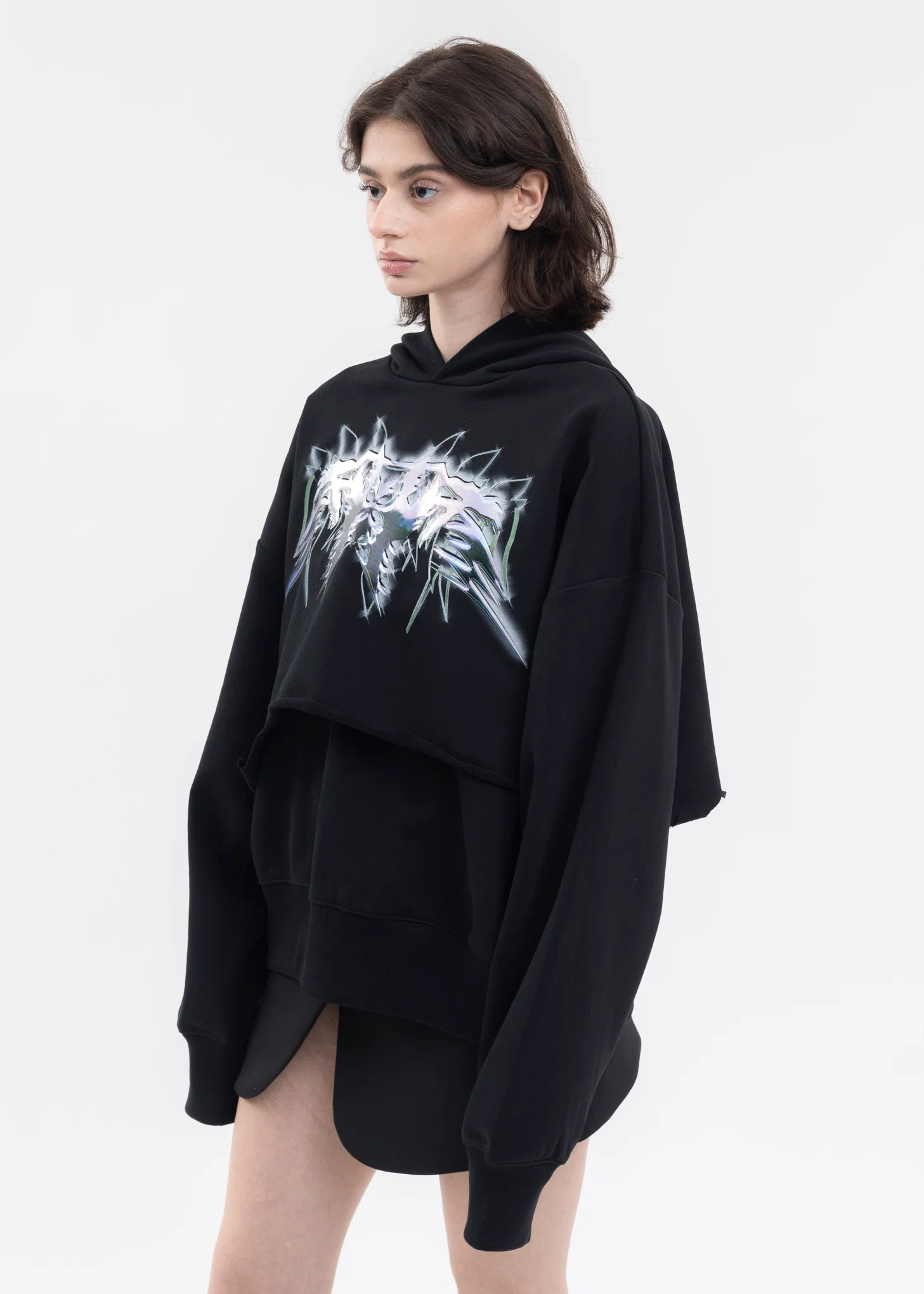 BLACK 3D WESTERN PRINT HOODIE - Image 2