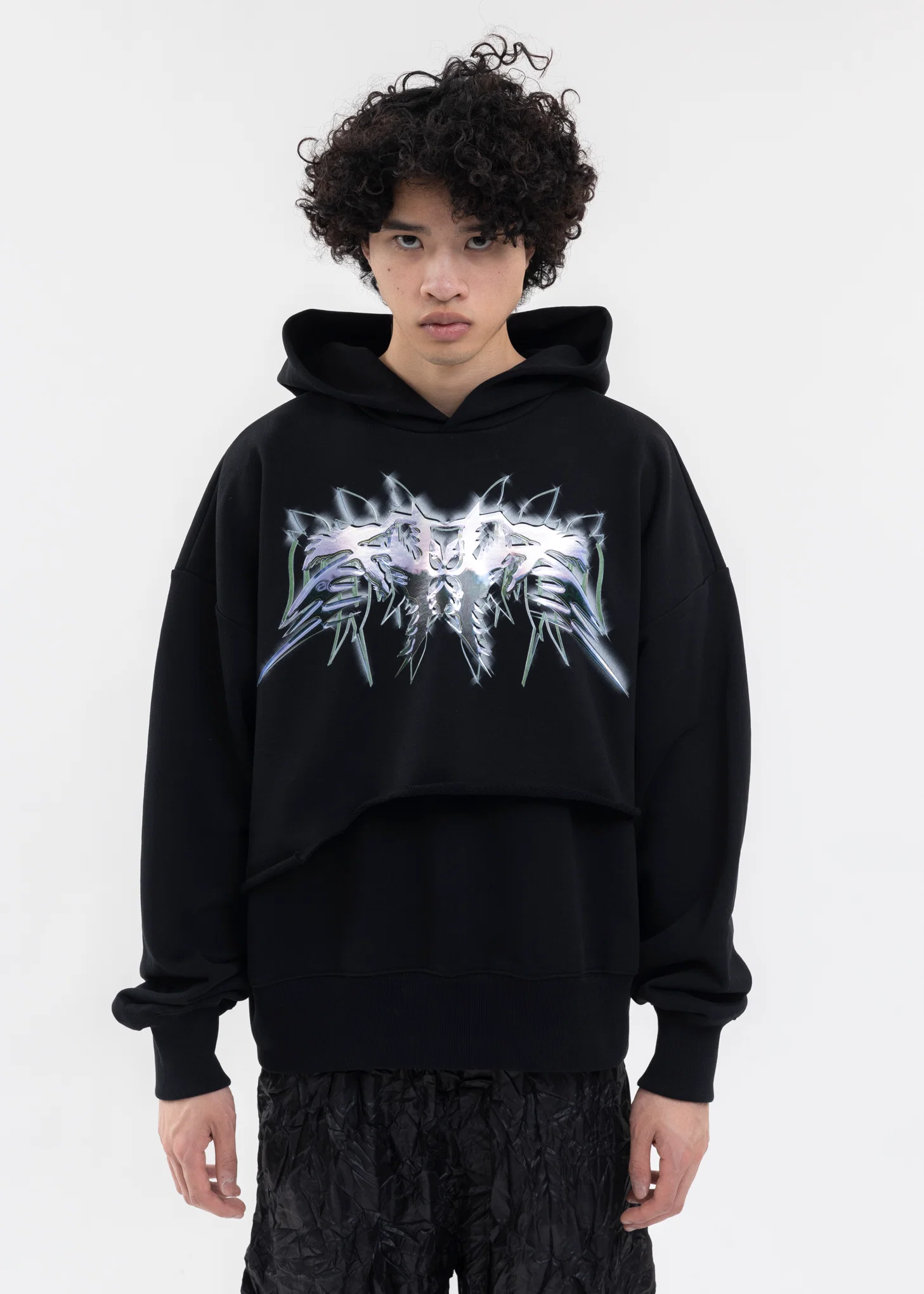 BLACK 3D WESTERN PRINT HOODIE