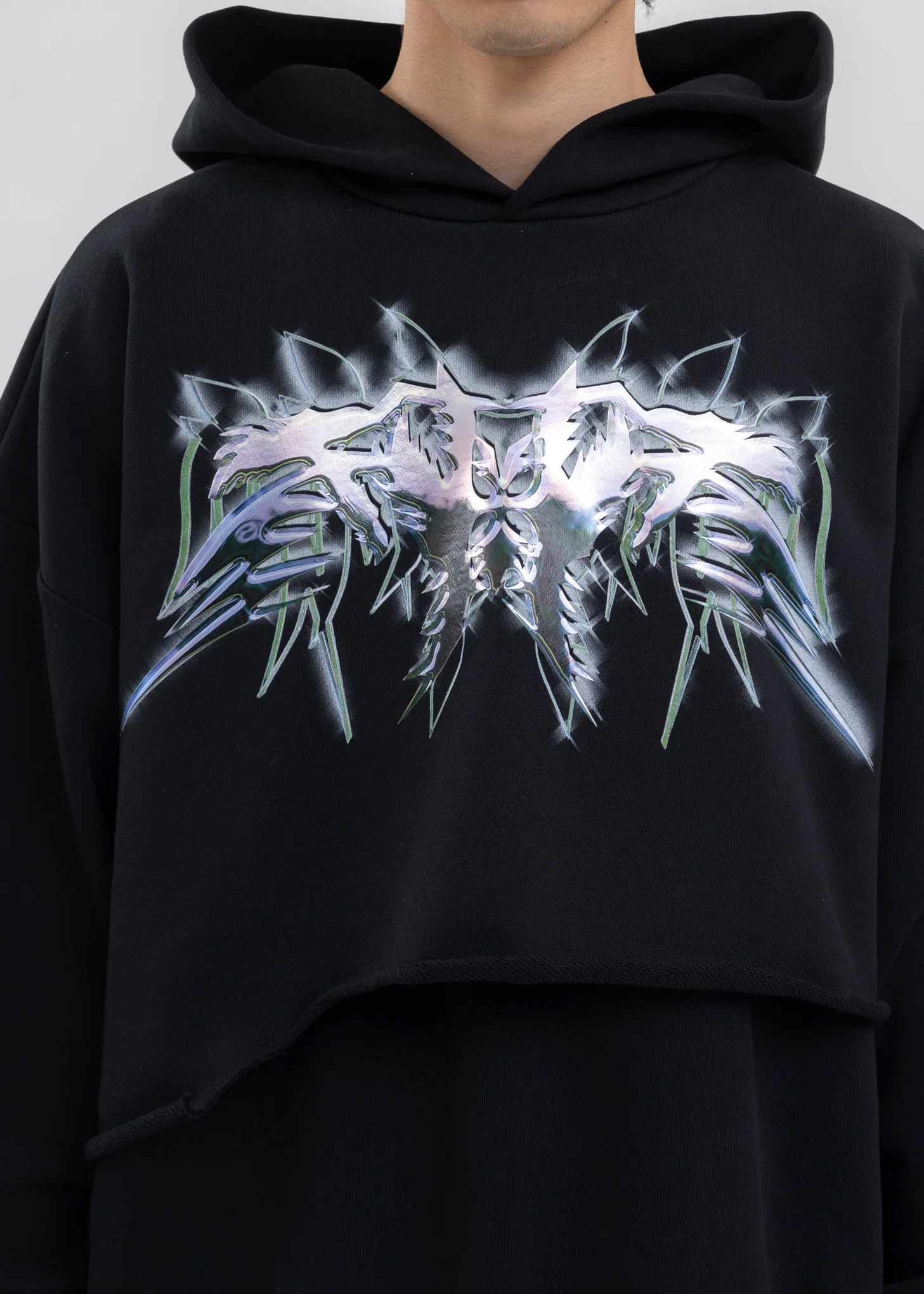 BLACK 3D WESTERN PRINT HOODIE - Image 4