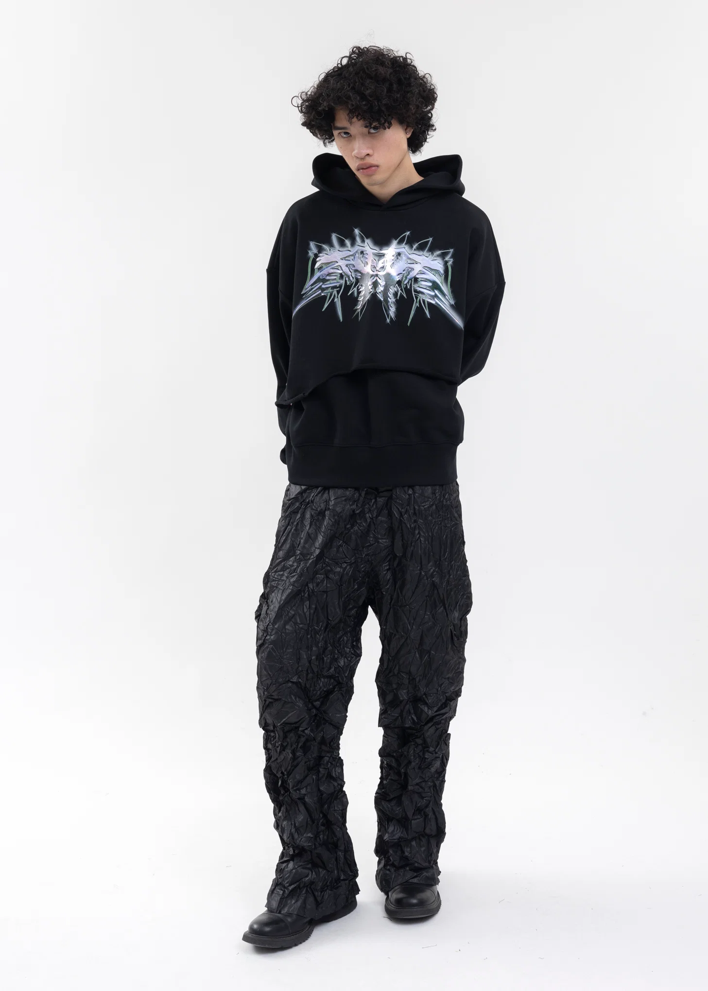 BLACK 3D WESTERN PRINT HOODIE - Image 5