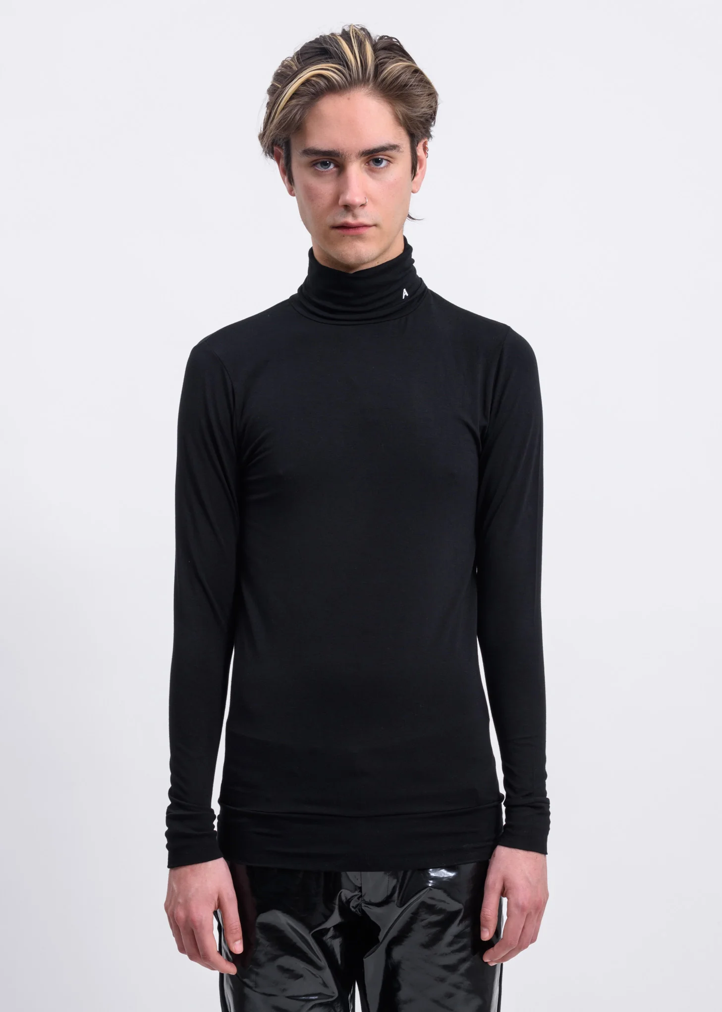 Black A Logo Turtleneck Long Sleeve