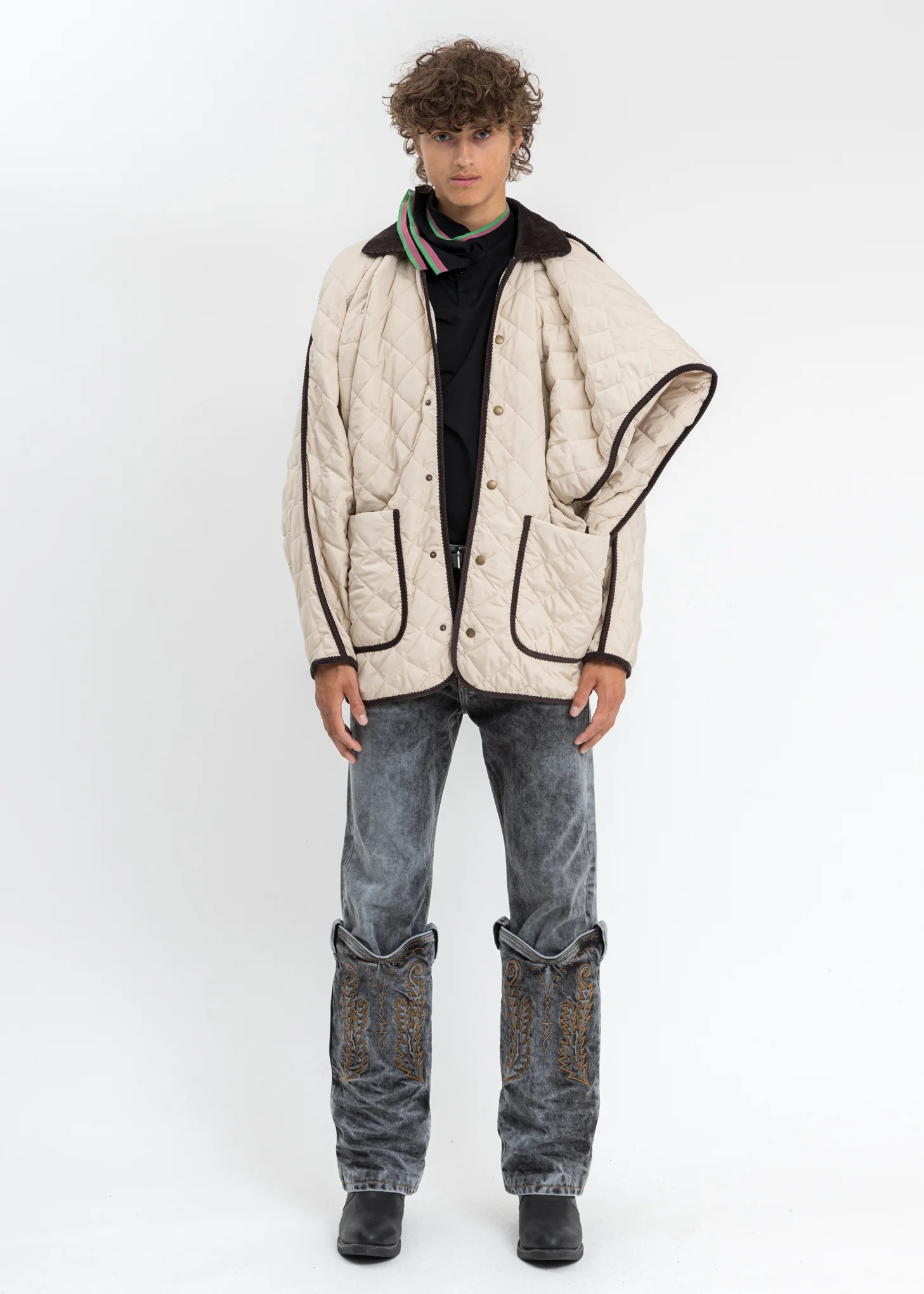 Black Acid Wash Cowboy Cuff Jeans - Image 13