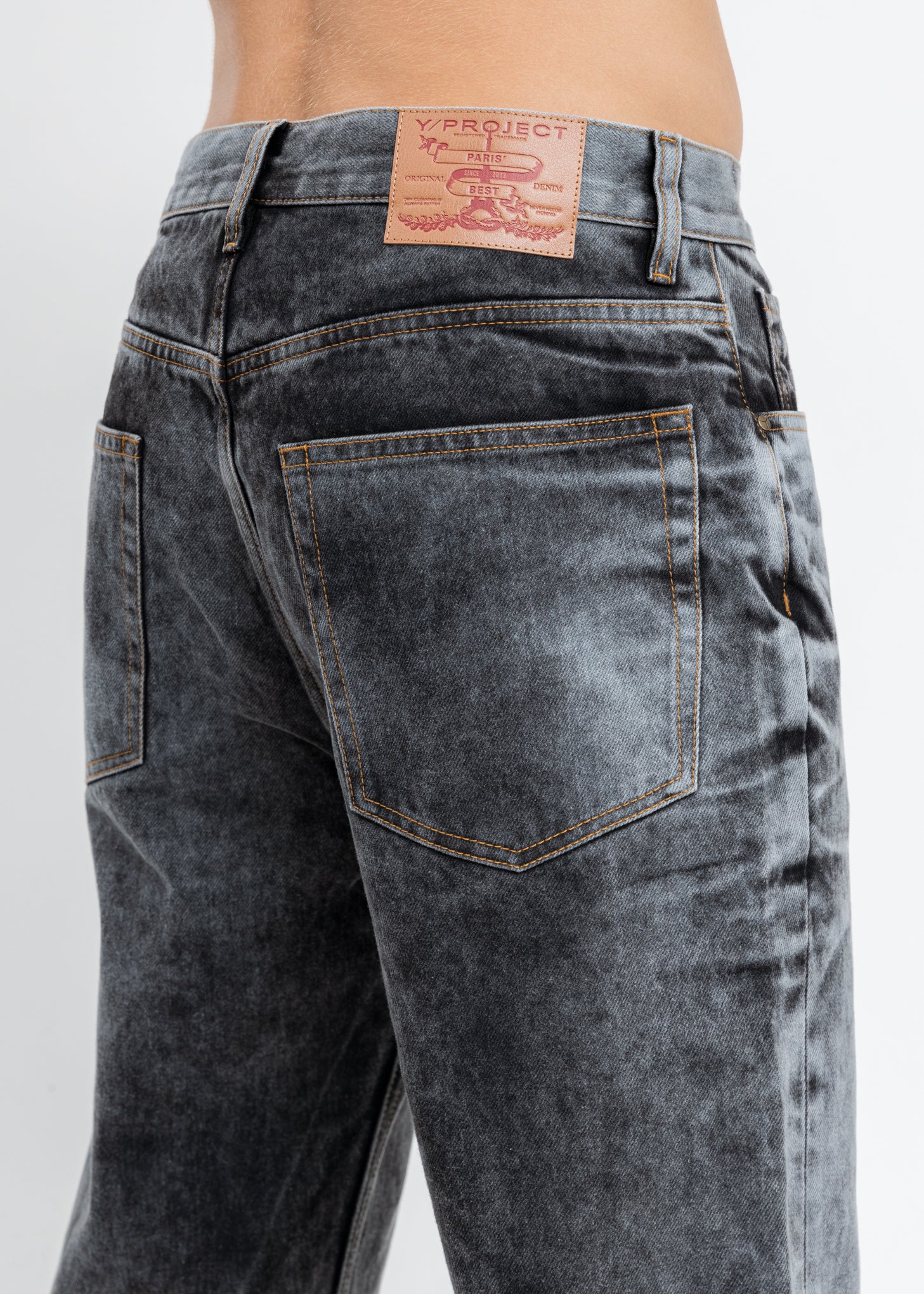 Black Acid Wash Cowboy Cuff Jeans - Image 6