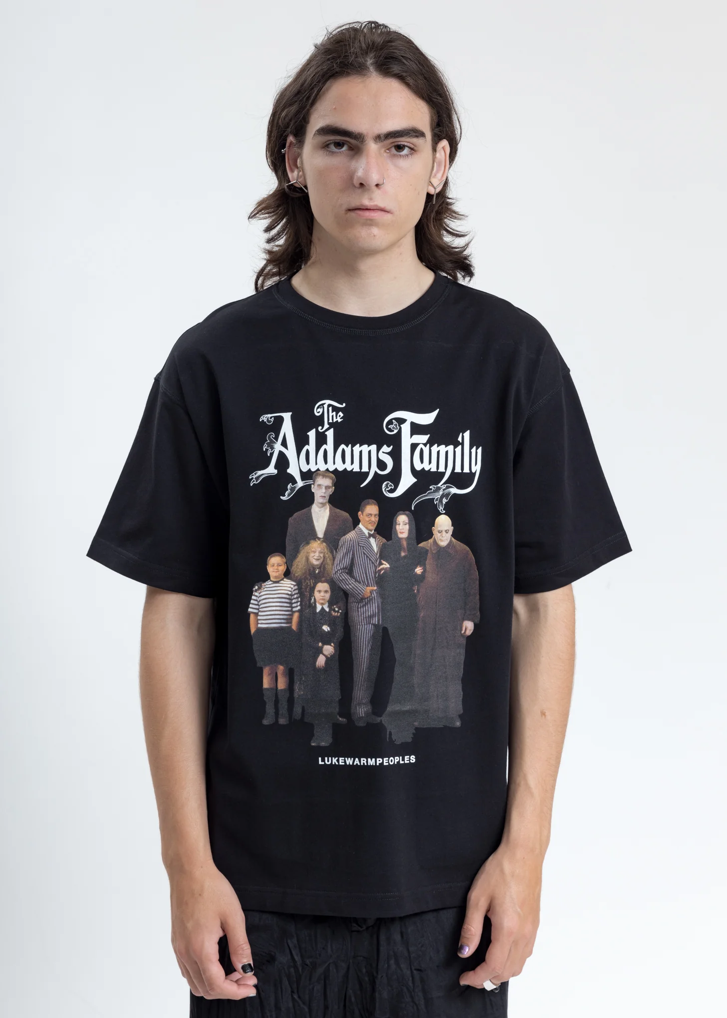 Black Addamâ€™s Family Photo Print Tee