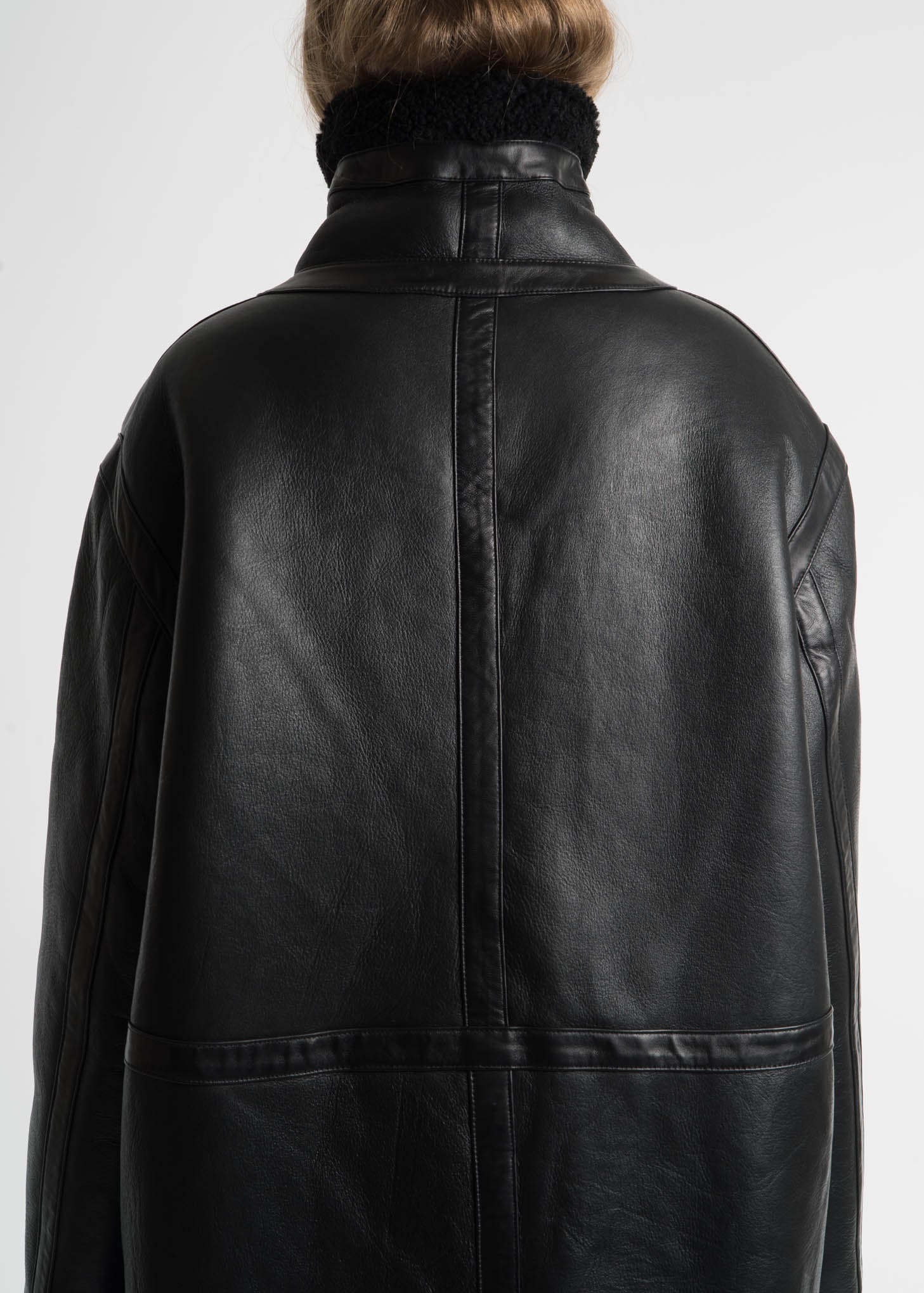 Black Address Shearling Jacket - Image 6