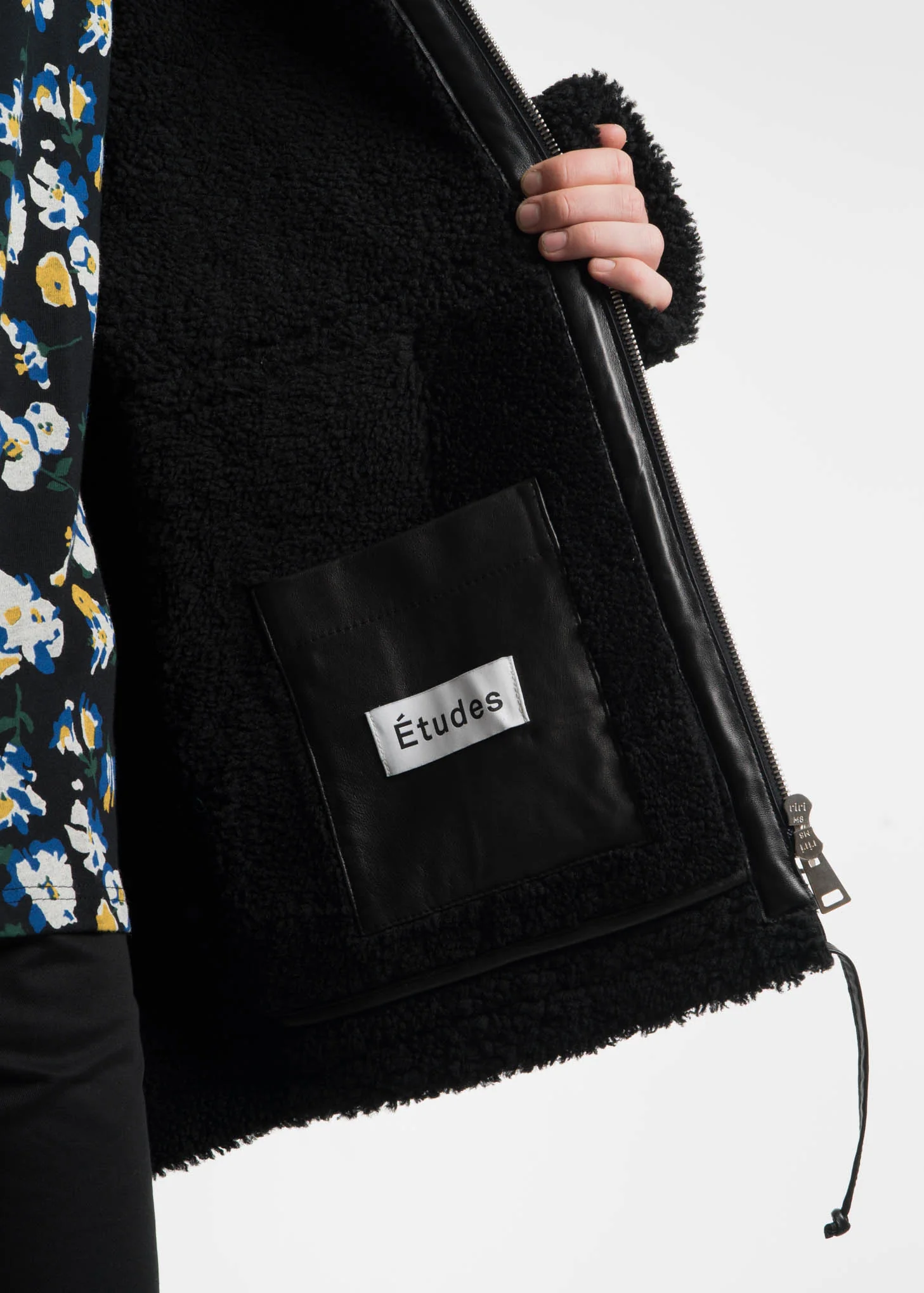 Black Address Shearling Jacket - Image 10