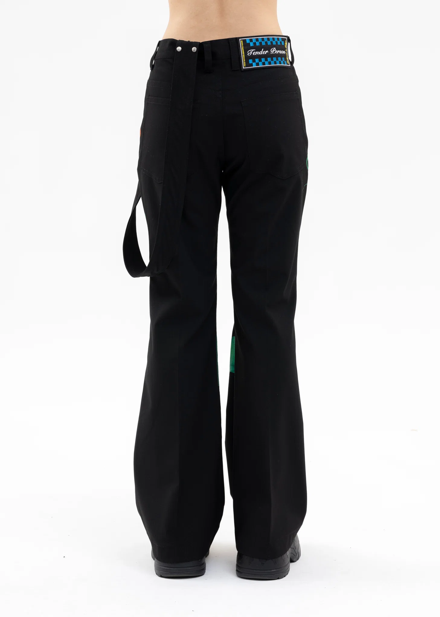 BLACK AIRBRUSH DRAGON FLARE PANTS - Image 3