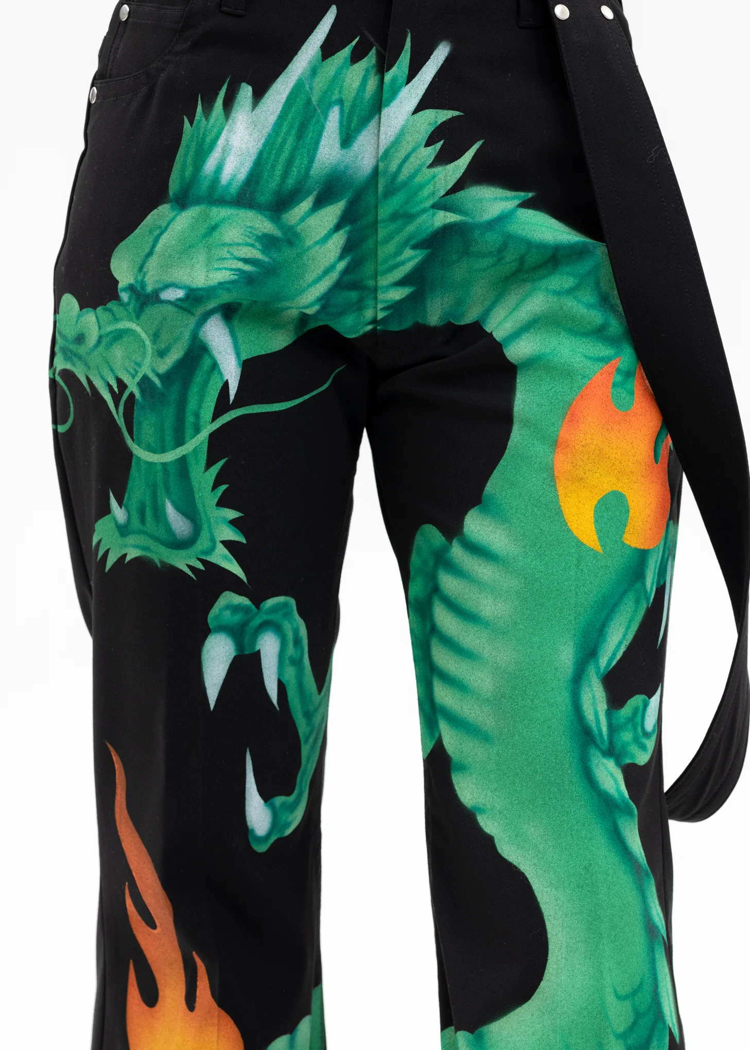 BLACK AIRBRUSH DRAGON FLARE PANTS - Image 4