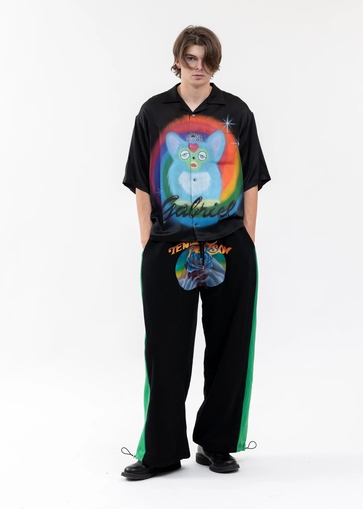 BLACK AIRBRUSH GABRIEL SILK SHIRT - Image 5