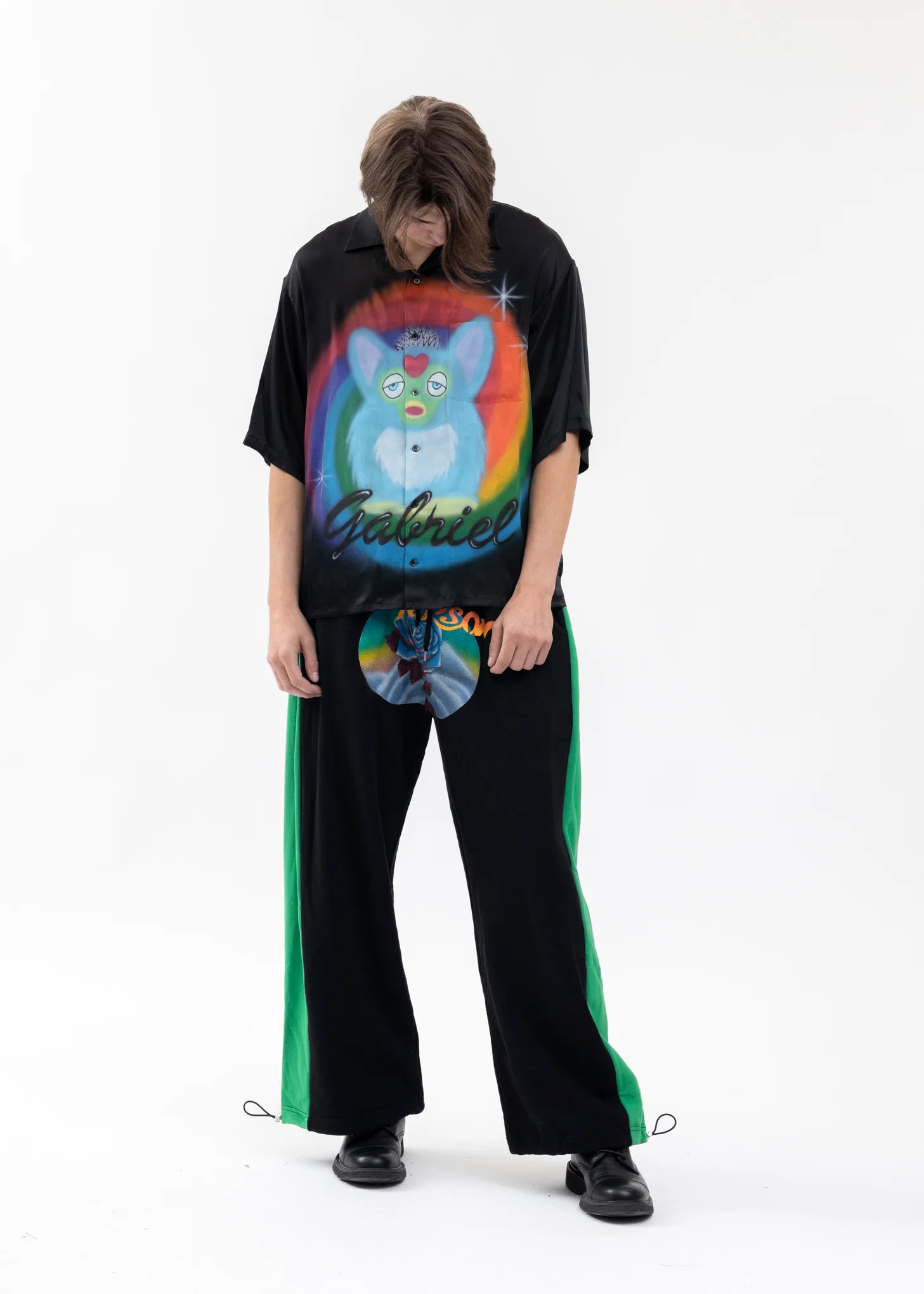 BLACK AIRBRUSH GABRIEL SILK SHIRT - Image 6