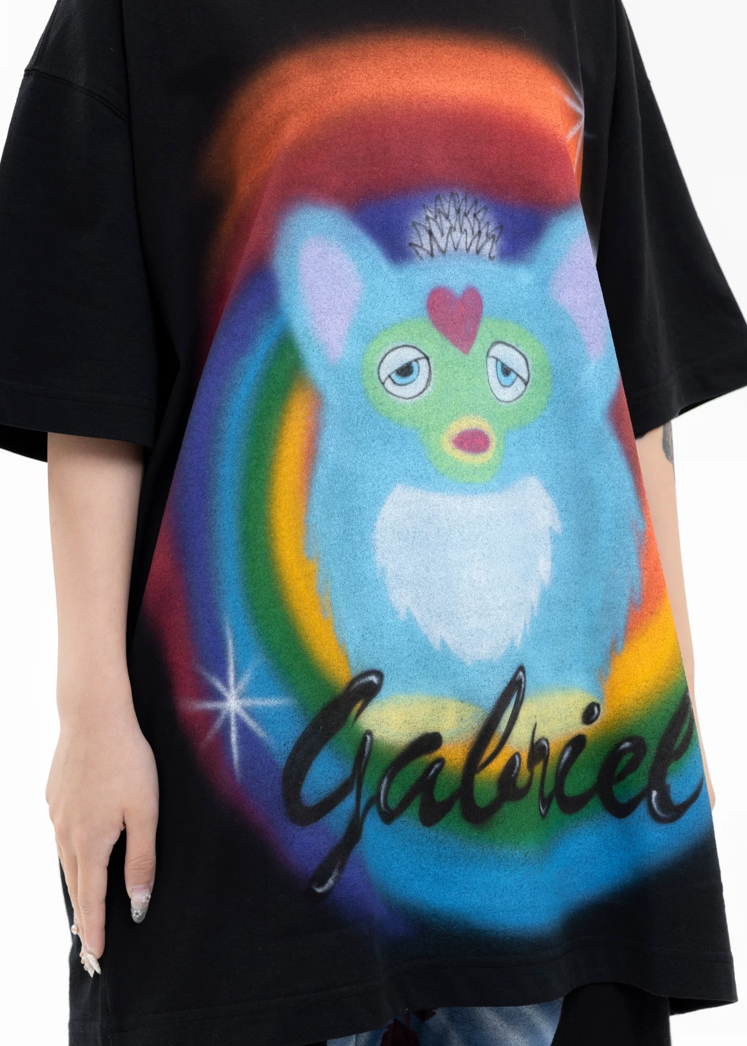 BLACK AIRBRUSH GABRIEL TEE - Image 2