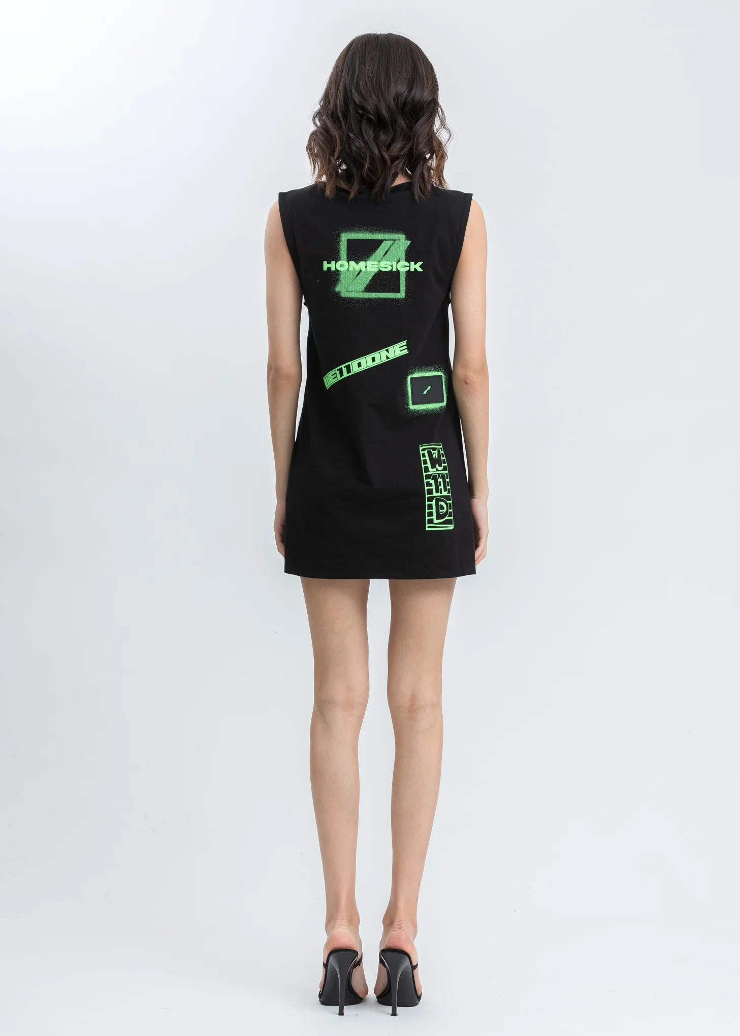 Black All Over Logo Printed Mini Dress - Image 2