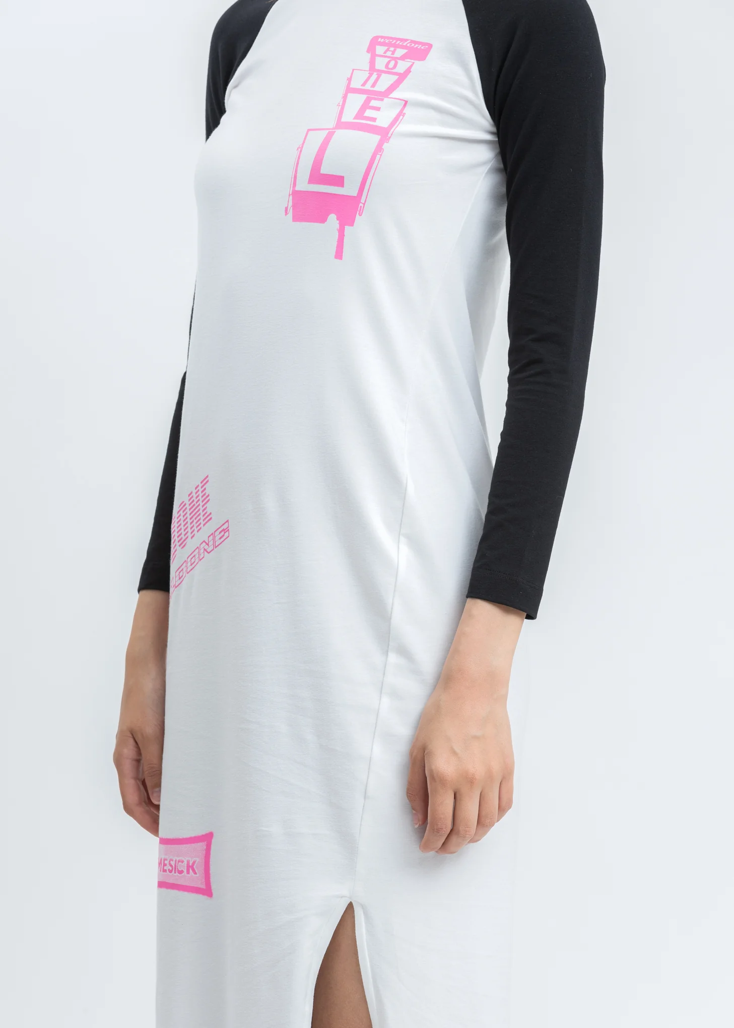Black All Over Logo Printed Raglan Sleeve Jersey Maxi Dress - Image 4
