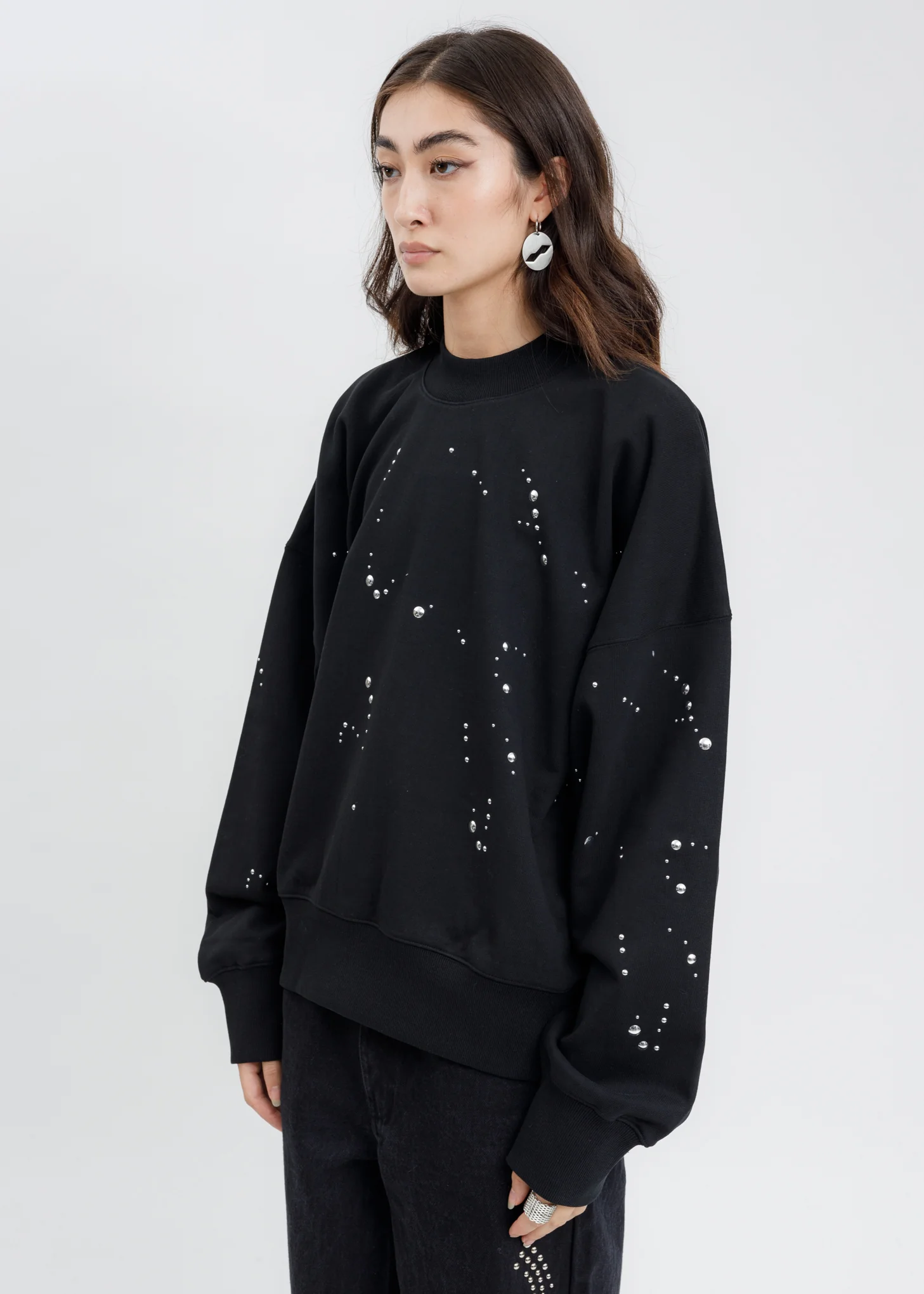 Black All Over Silver Artwork Sweatshirt - Image 3