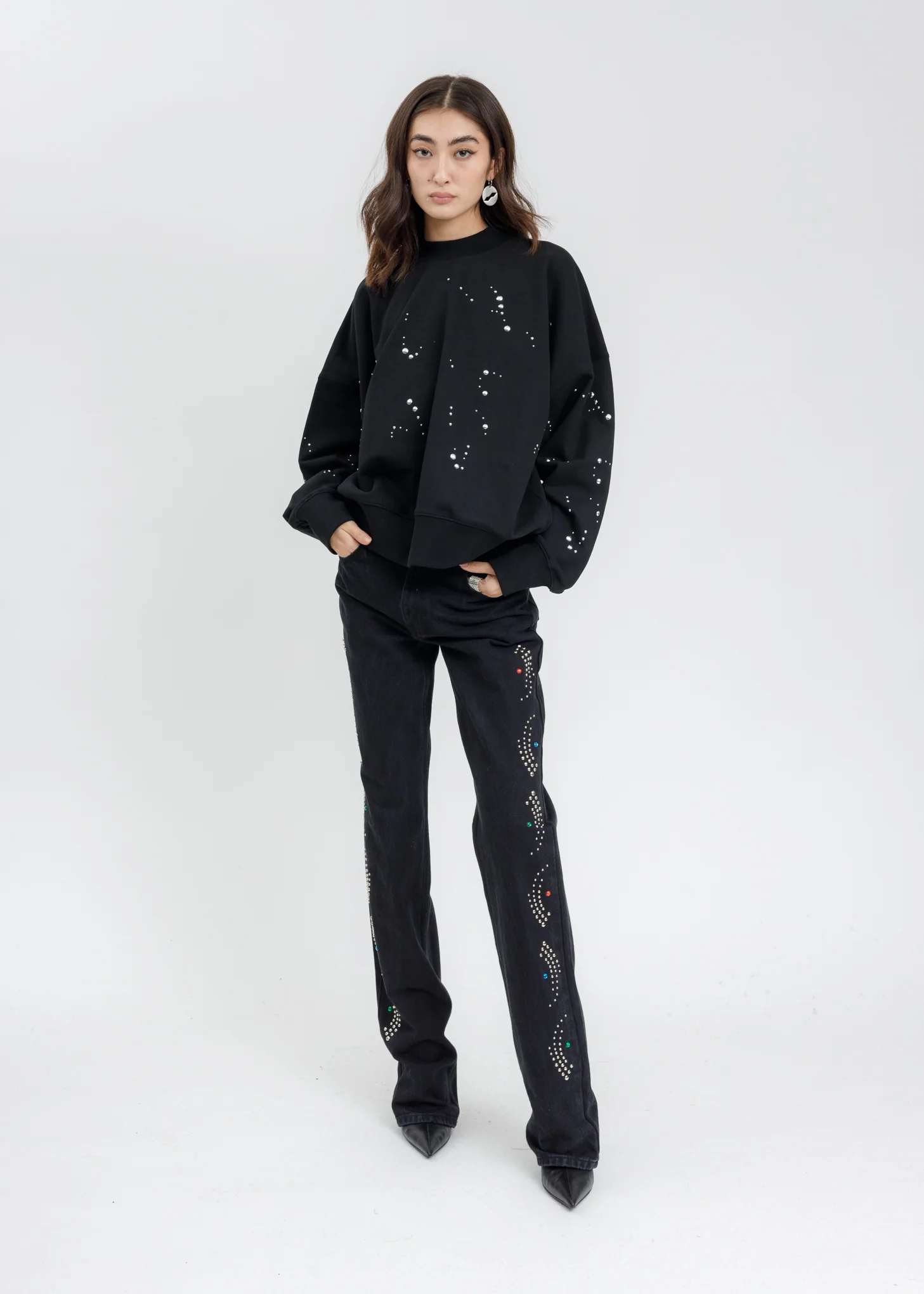 Black All Over Silver Artwork Sweatshirt - Image 6