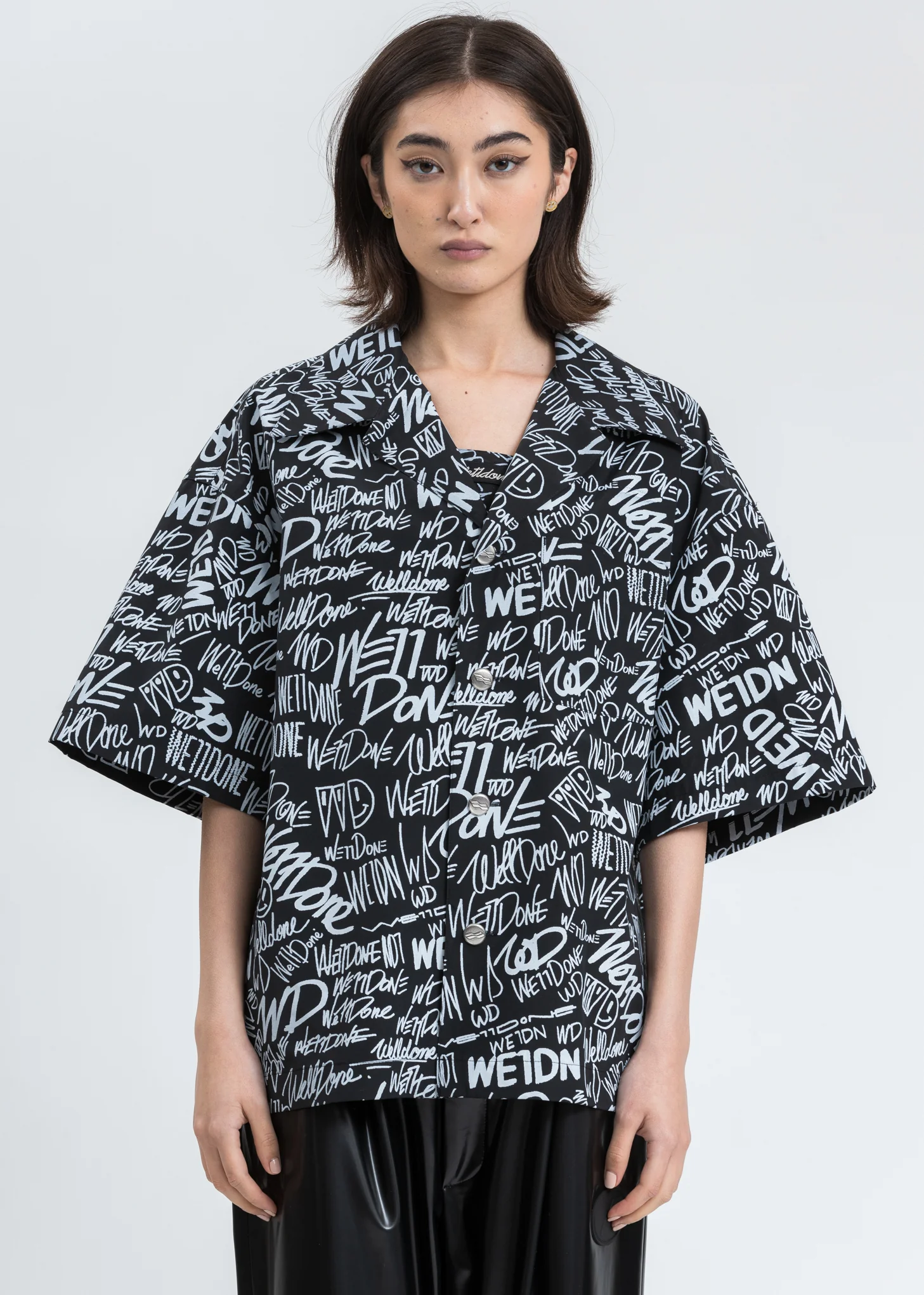Black Allover Logo Short Sleeve Shirt
