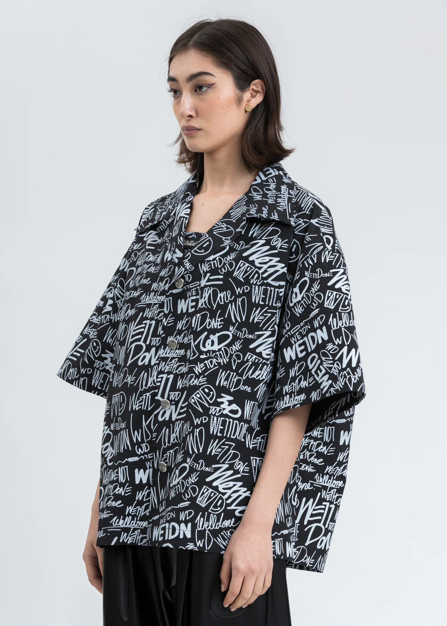 Black Allover Logo Short Sleeve Shirt - Image 4