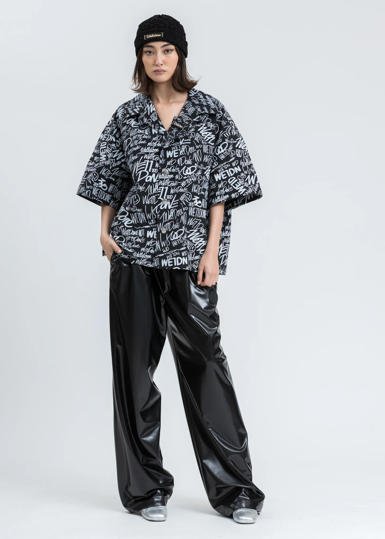 Black Allover Logo Short Sleeve Shirt - Image 6