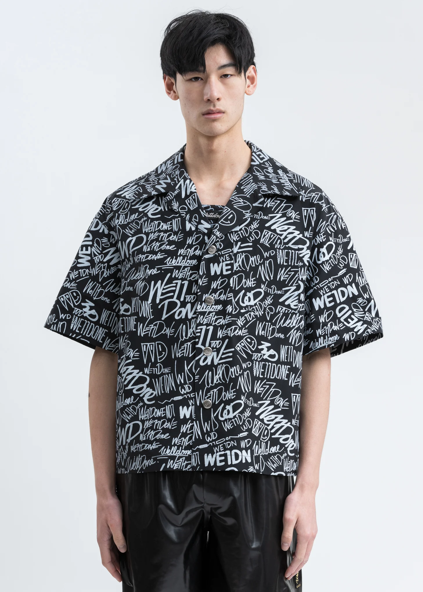 Black Allover Logo Short Sleeve Shirt