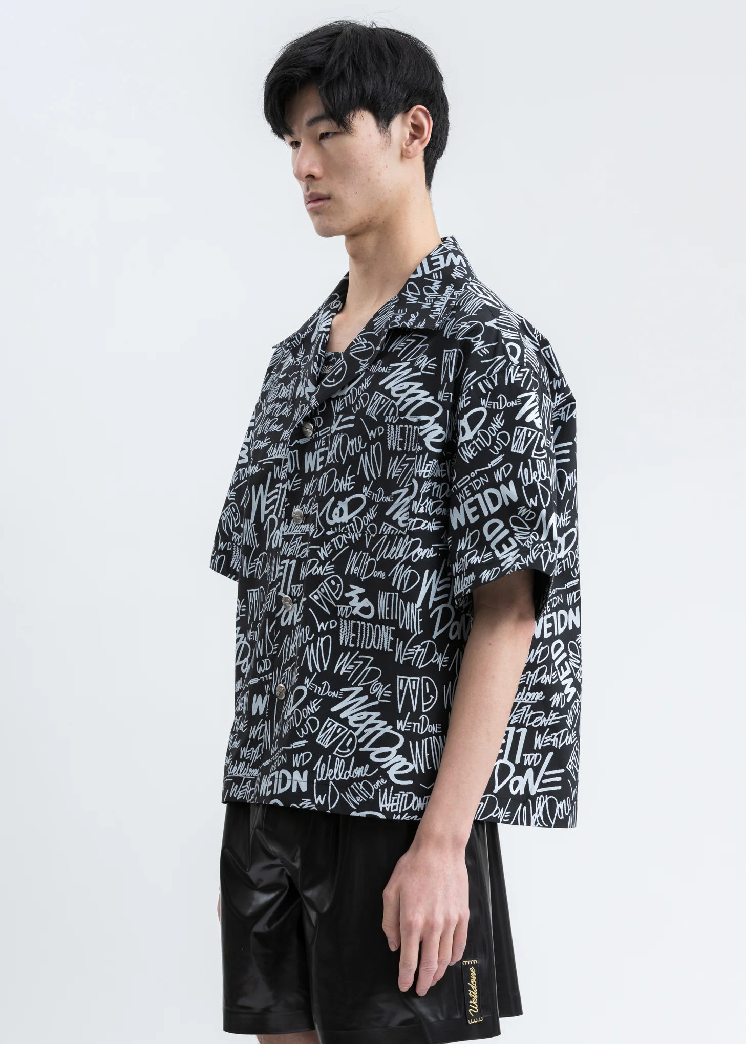 Black Allover Logo Short Sleeve Shirt - Image 4