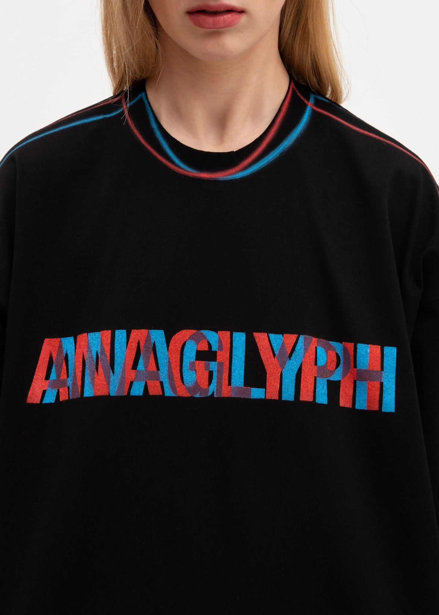 Black Anaglyph Hand-Painted T-Shirt - Image 2