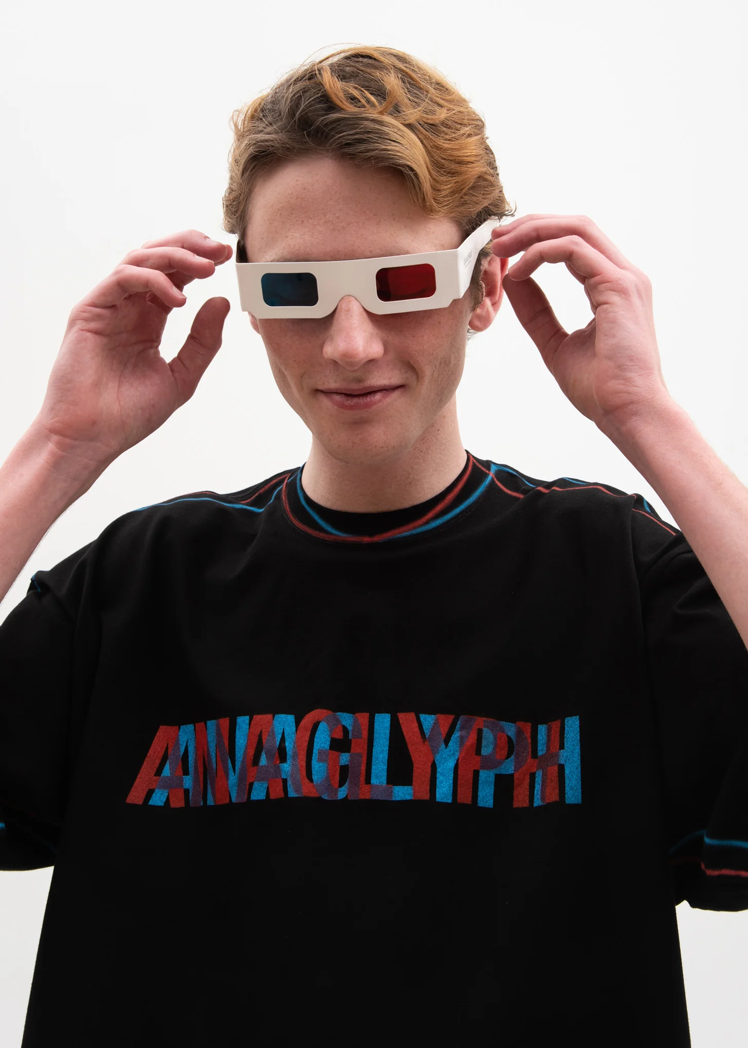 Black Anaglyph Hand-Painted T-Shirt - Image 2