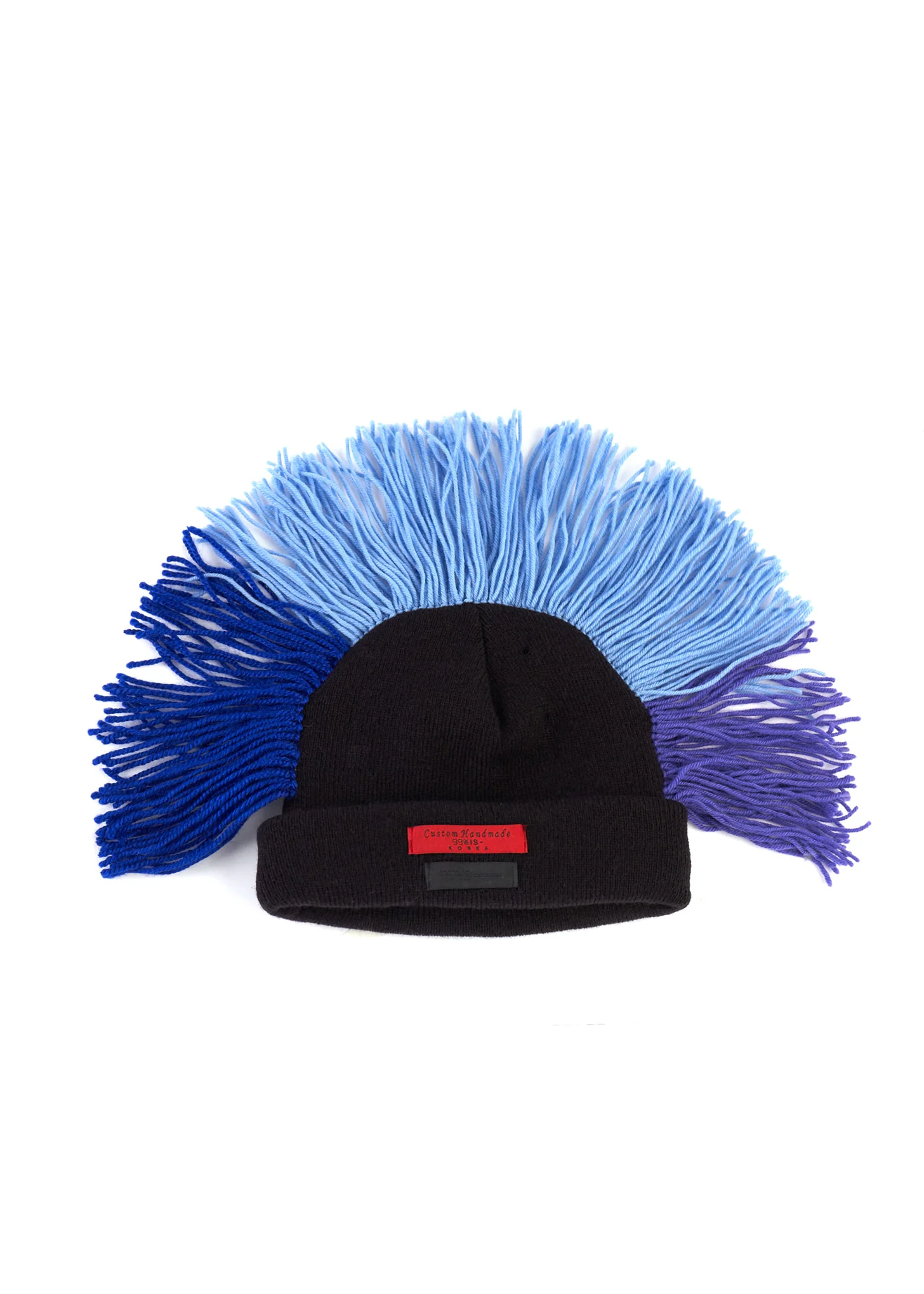 Black And Blue MOHICAN Beanie (CUSTOM HAND MADE) - Image 4
