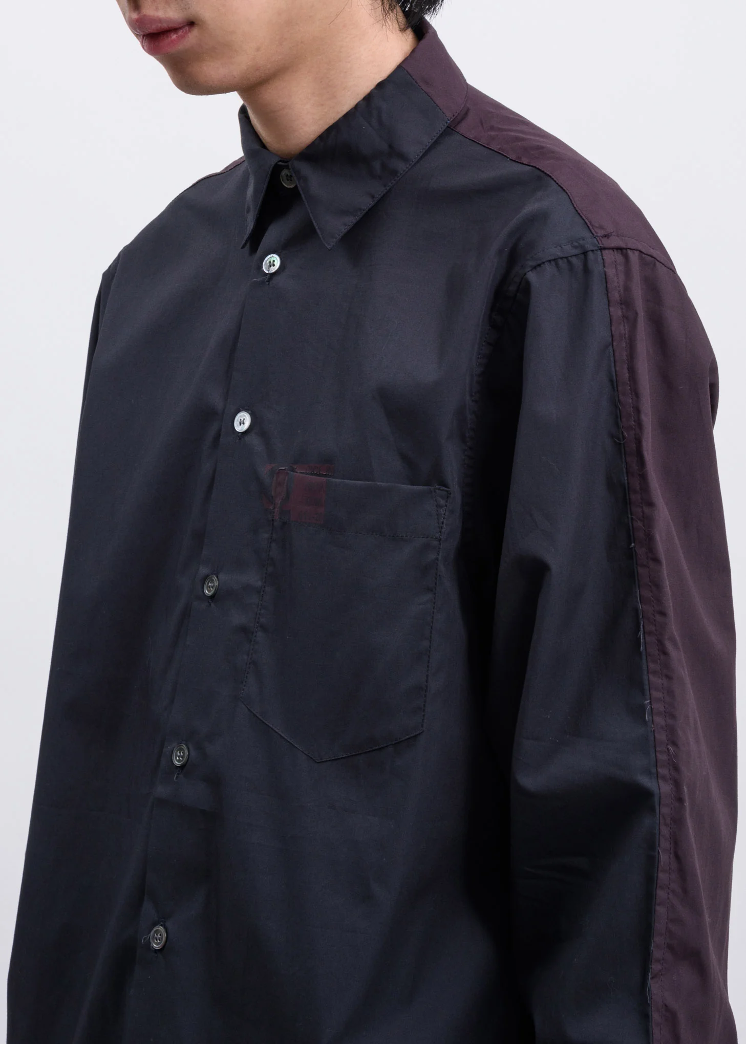 Black And Burgundy Sliced Shirt