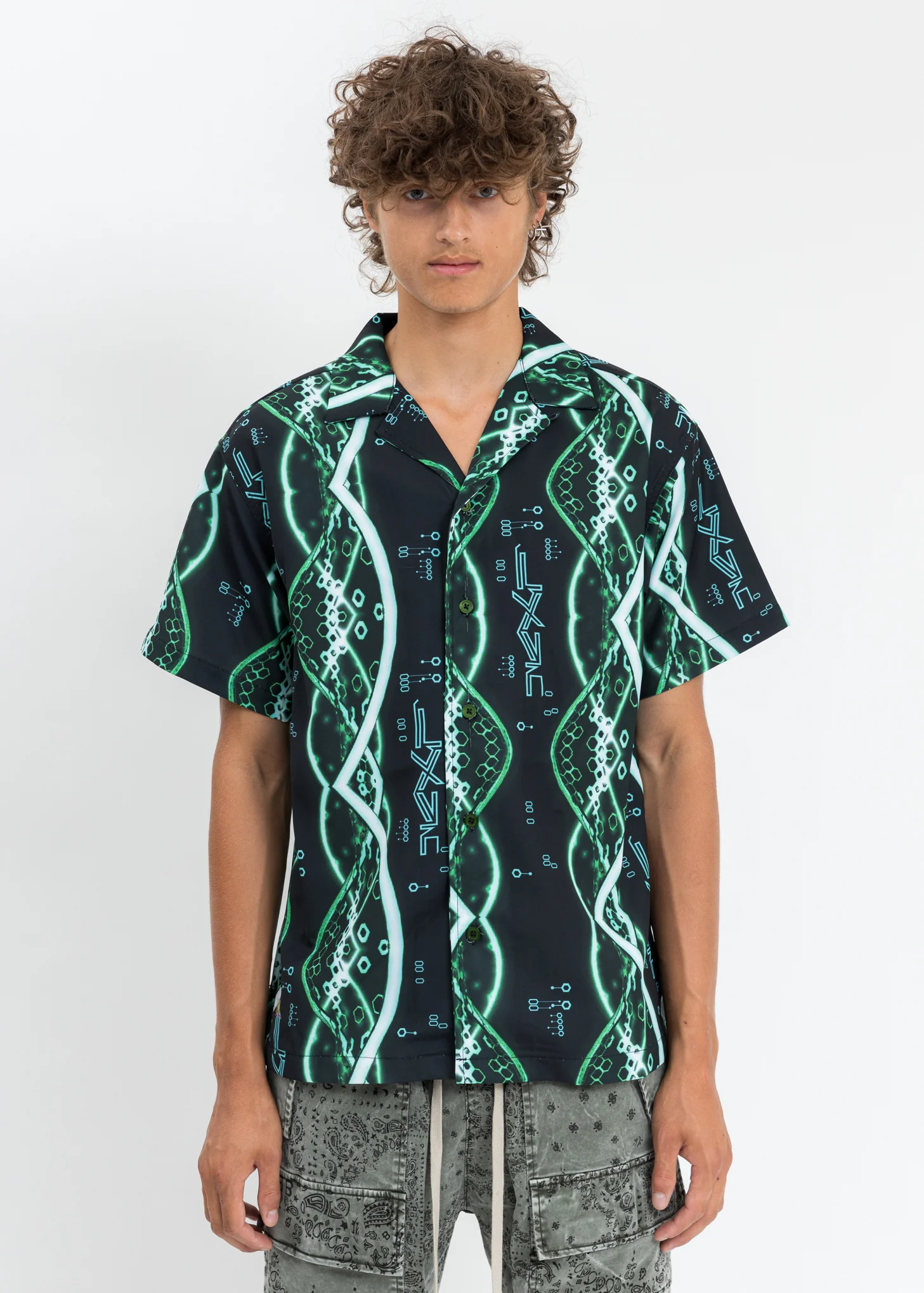 Black And Green digital Printed Shirt