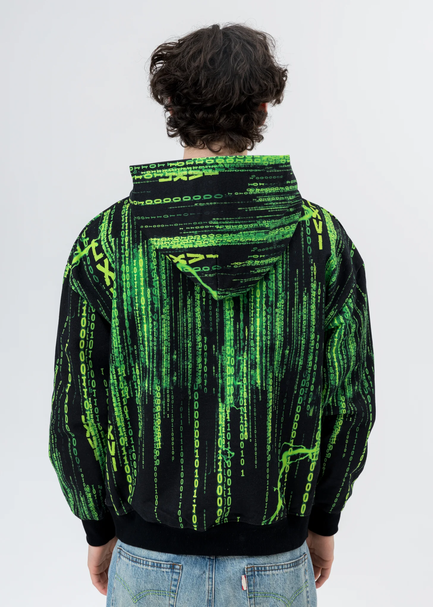 Black And Green Screen Print Hoodie - Image 2
