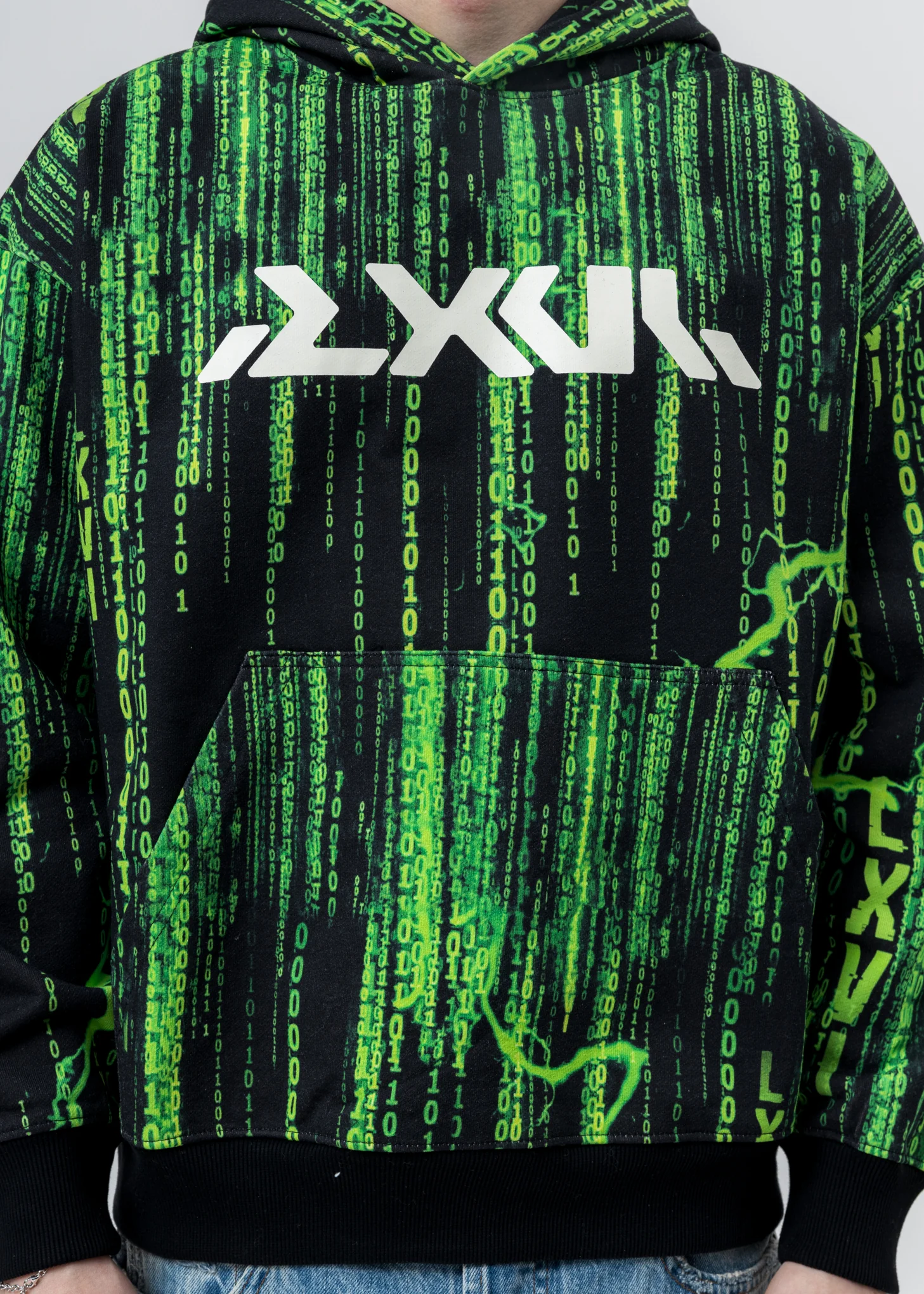 Black And Green Screen Print Hoodie - Image 4