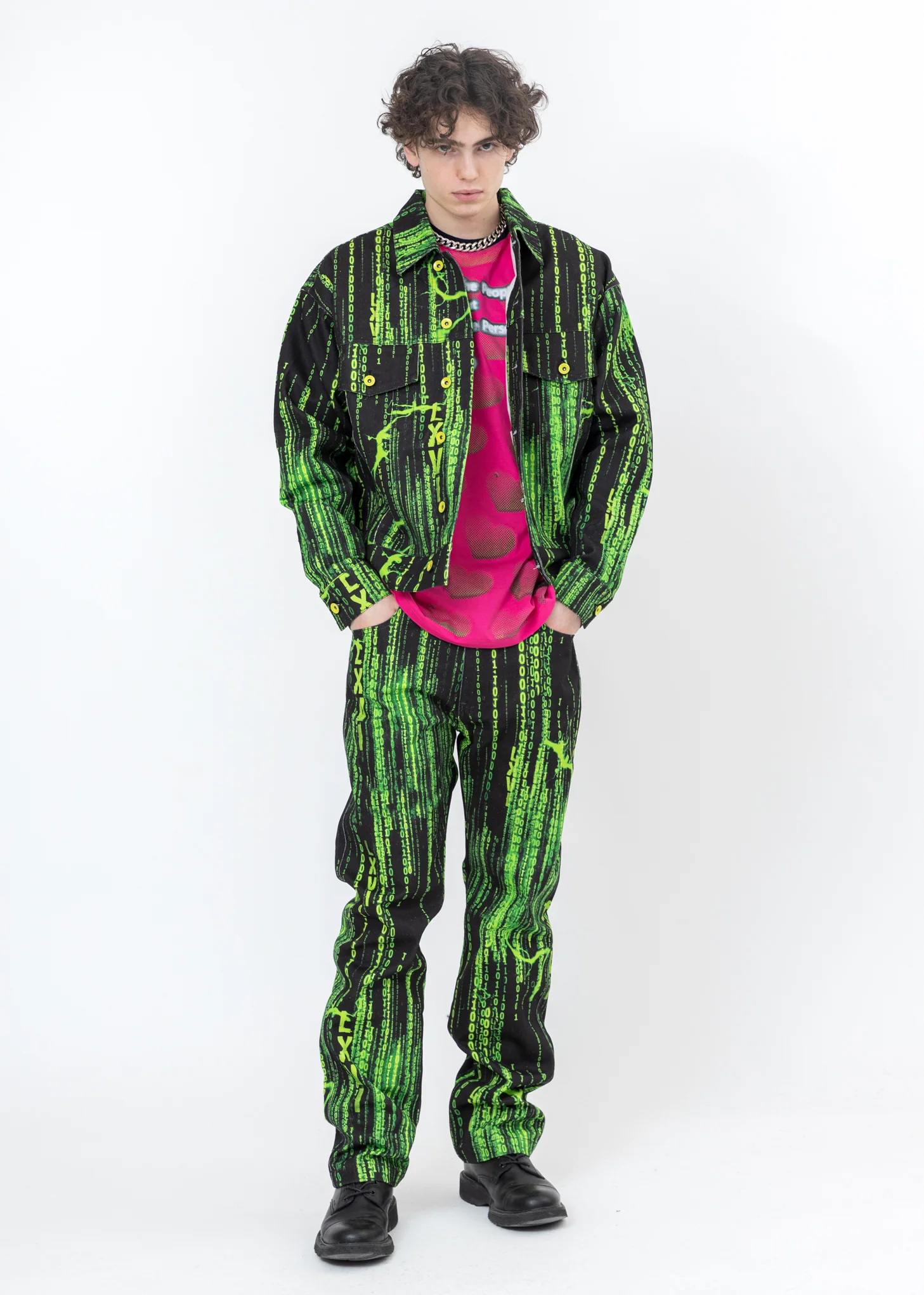Black And Green Screen Print Jacket - Image 2
