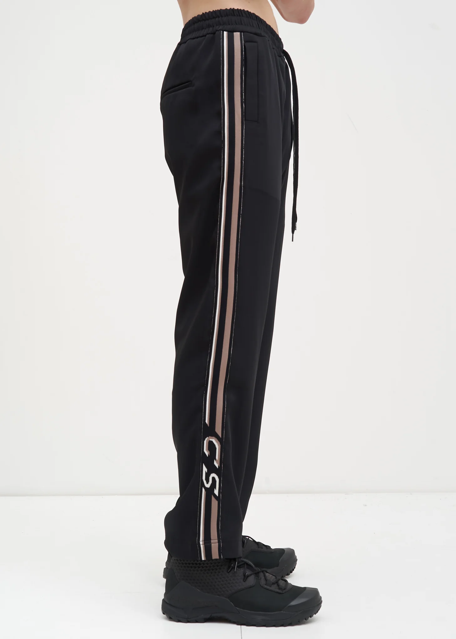 Black and Grey Buck Satin Trackpants - Image 3