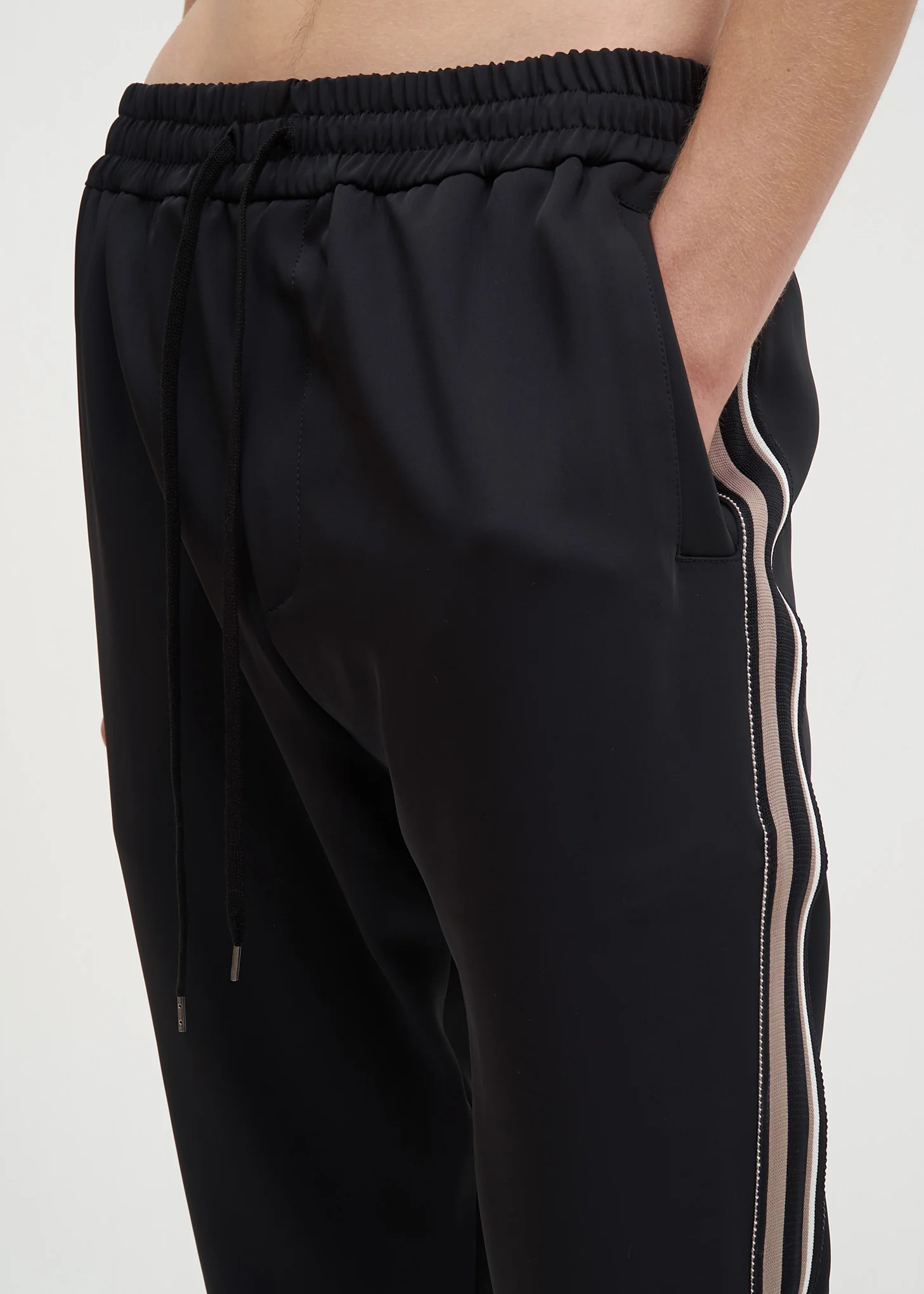 Black and Grey Buck Satin Trackpants - Image 5