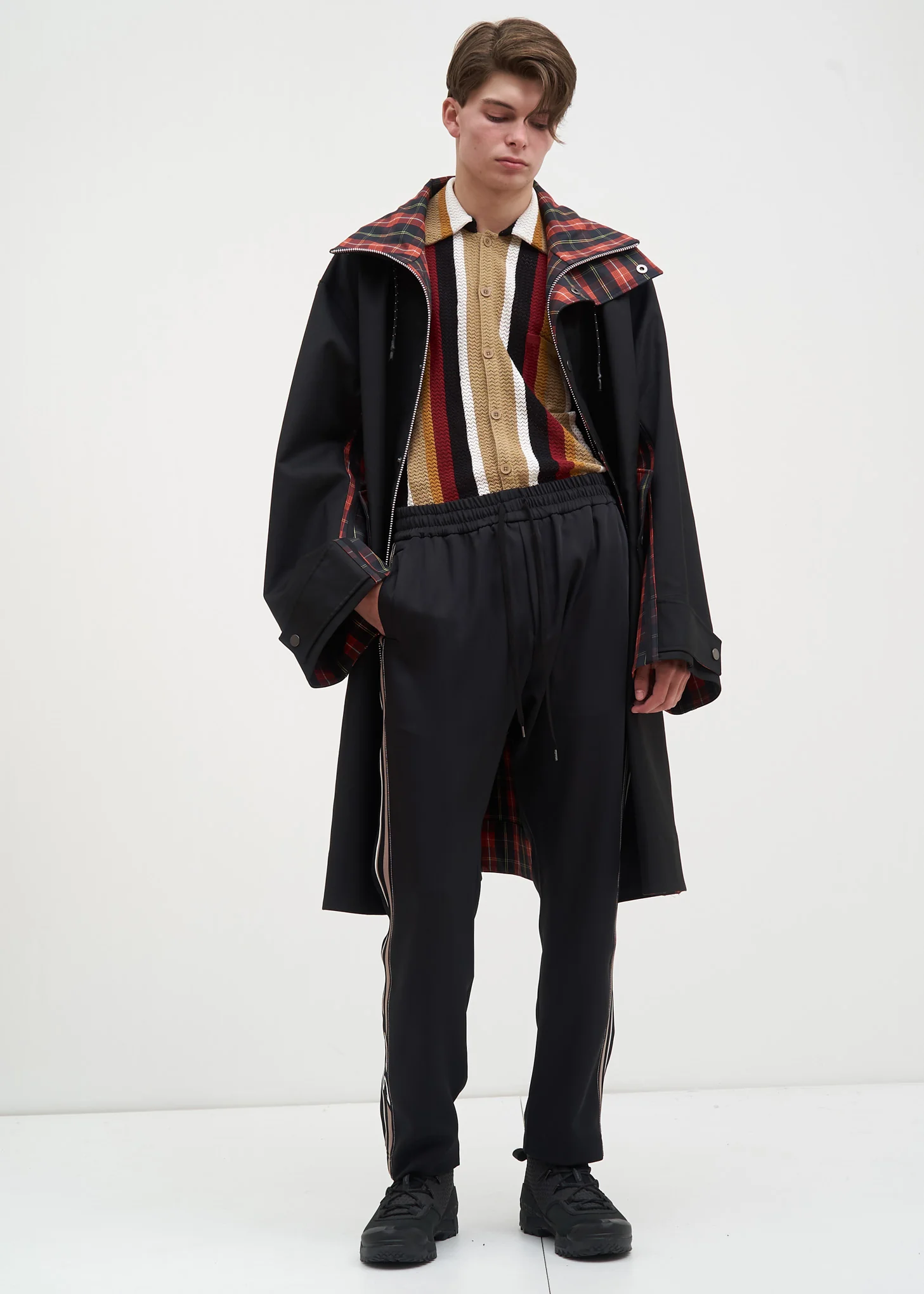 Black and Grey Buck Satin Trackpants - Image 6