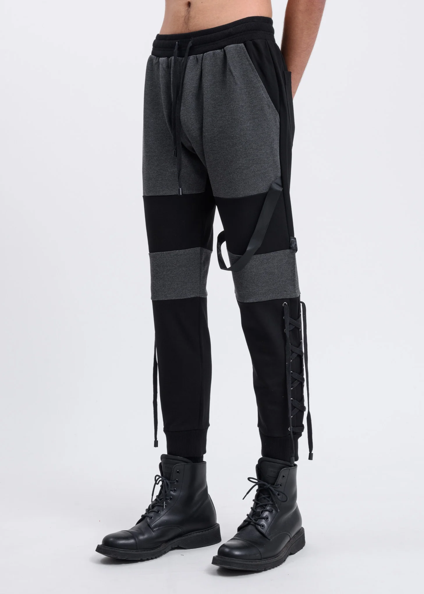 Black and Grey Contrast Sweatpants
