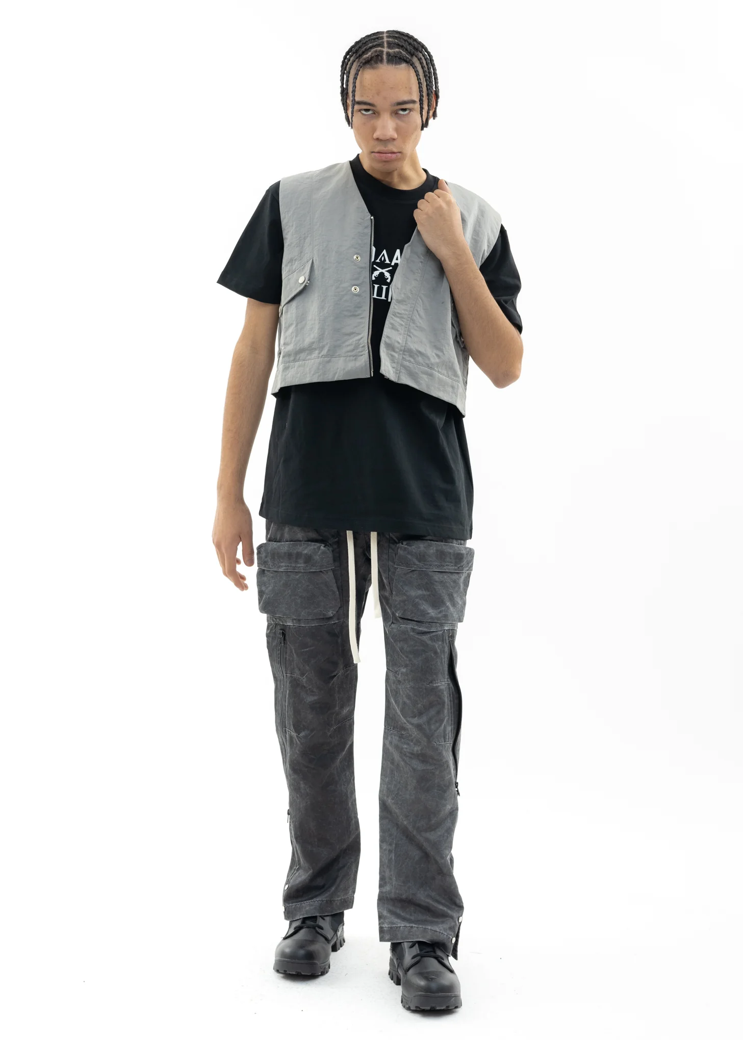 Black And Grey Vest Layered Jacket - Image 10