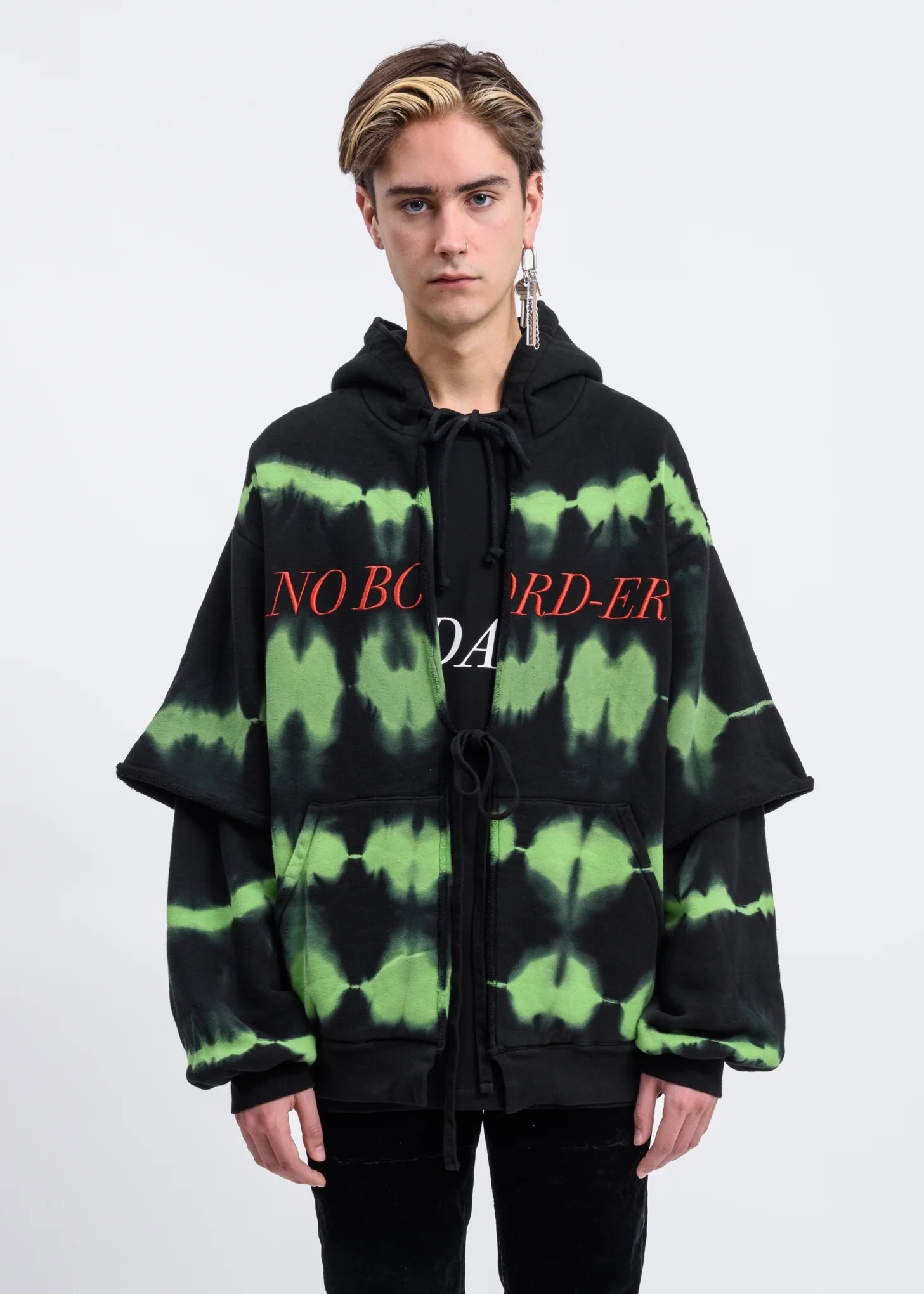Black and Lime Overdyeing Hoodie