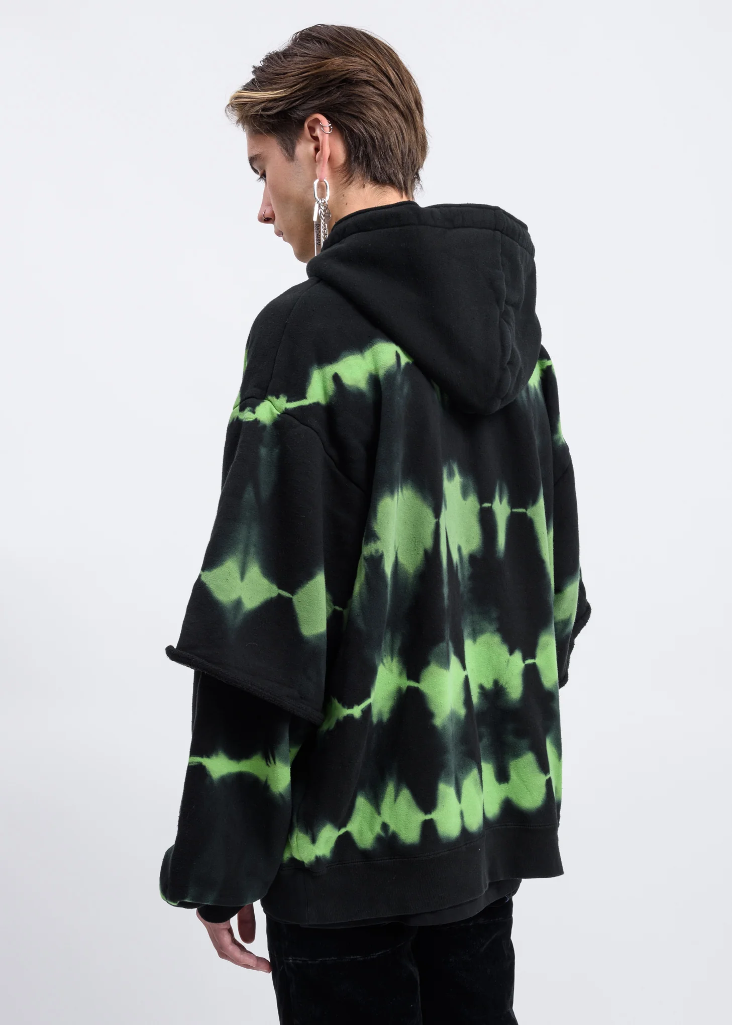 Black and Lime Overdyeing Hoodie - Image 2