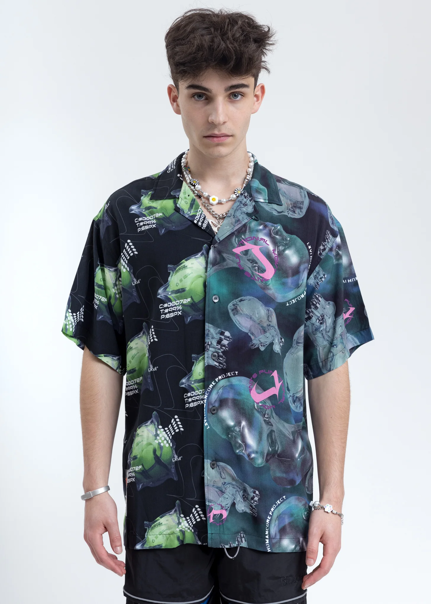 Black and Navy Split Graphic Shirt
