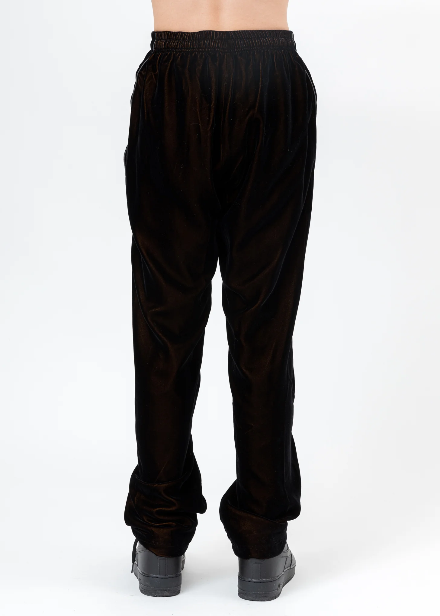 Black And Orange ATT1%TUDE Reflective Line Velvet Pants - Image 6