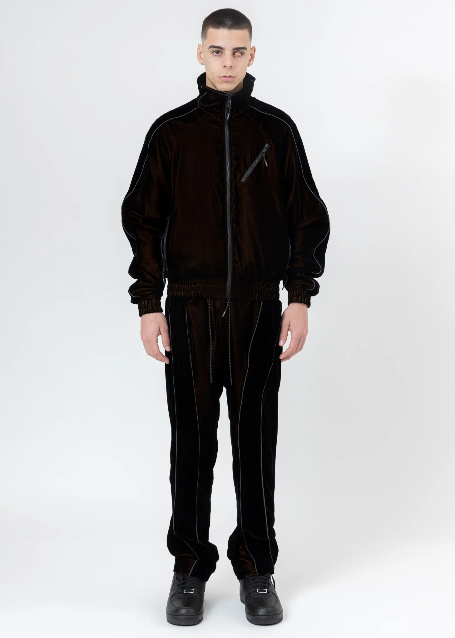 Black And Orange ATT1%TUDE Velvet Jacket (Reflective Line) - Image 11